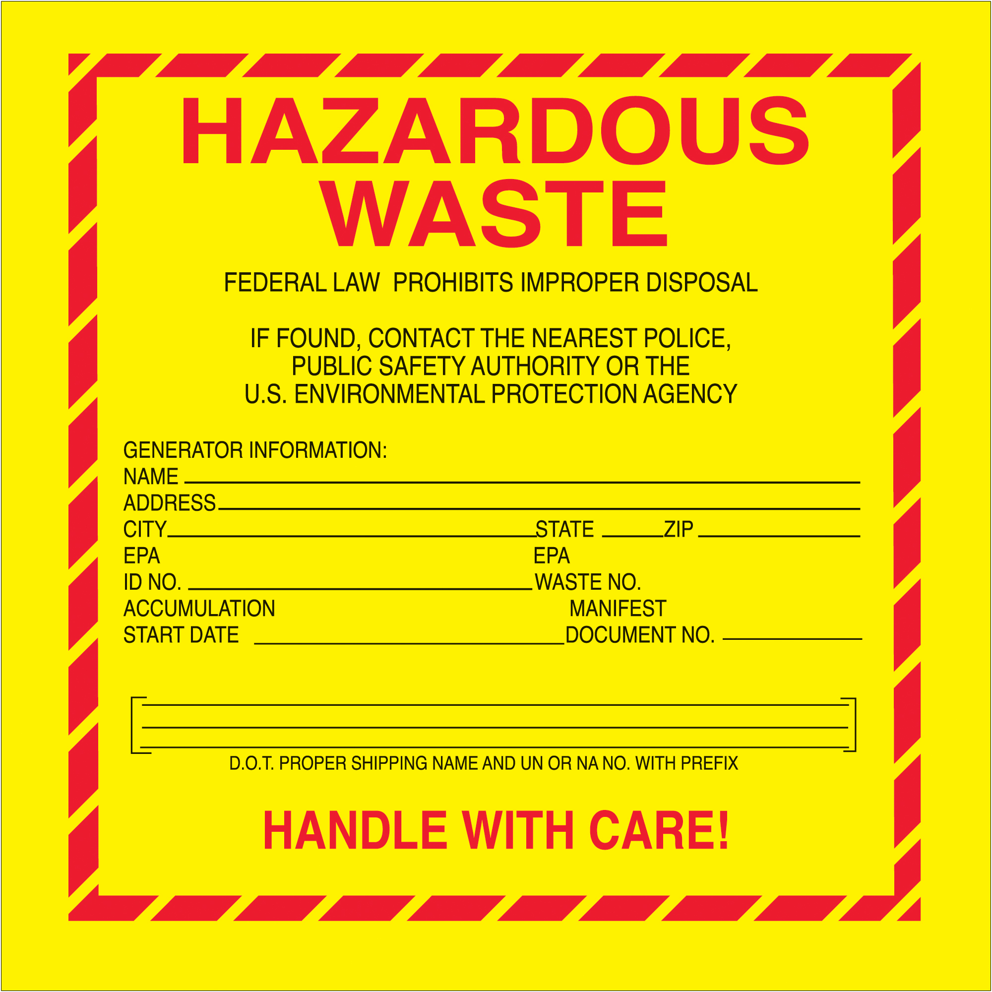 Tape Logic® Labels, "Hazardous Waste - Standard", 6" x 6", Red/Yellow/Black, 500/Roll