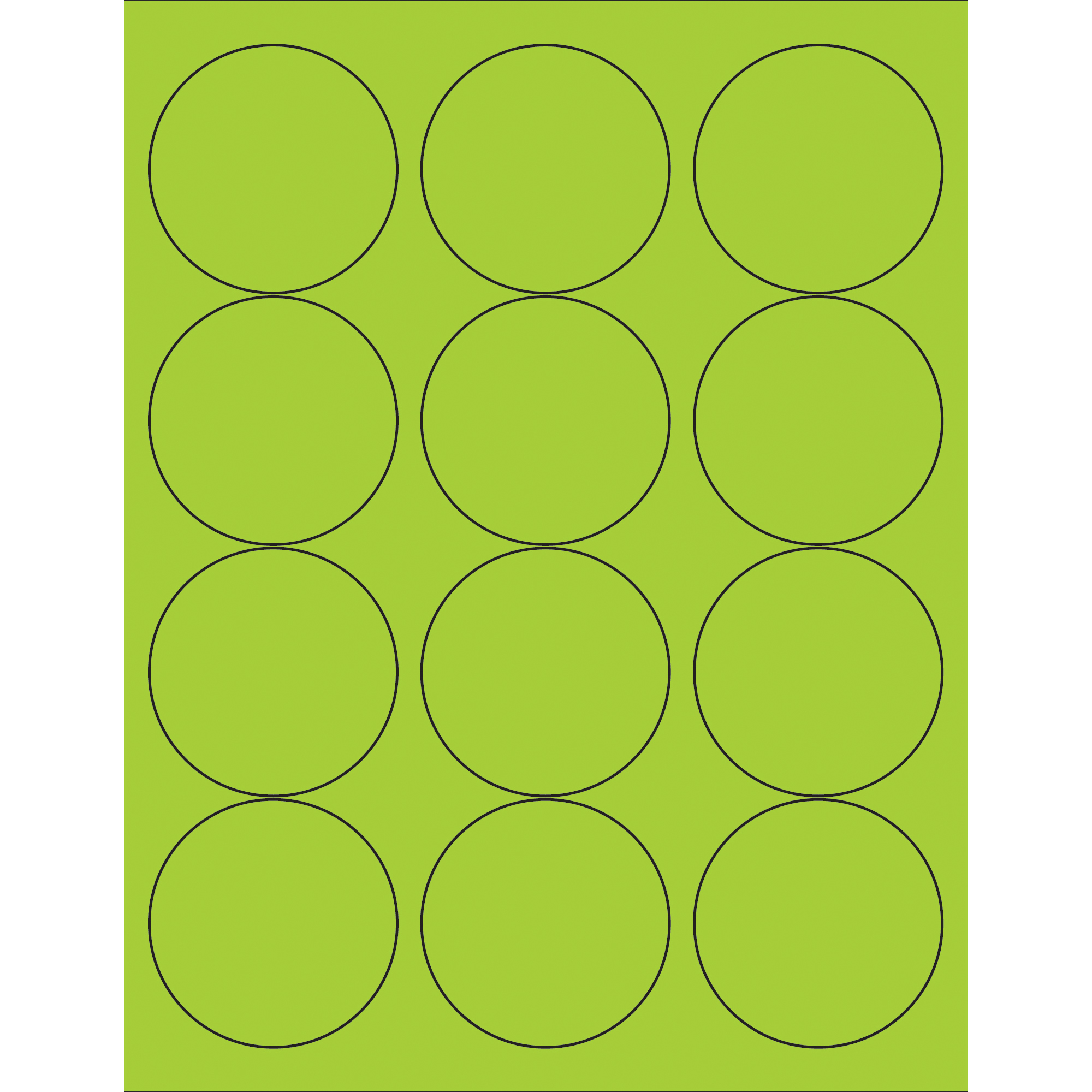 Tape Logic® Circle Laser Labels, 2 1/2", Fluorescent Green, 1200/Case
