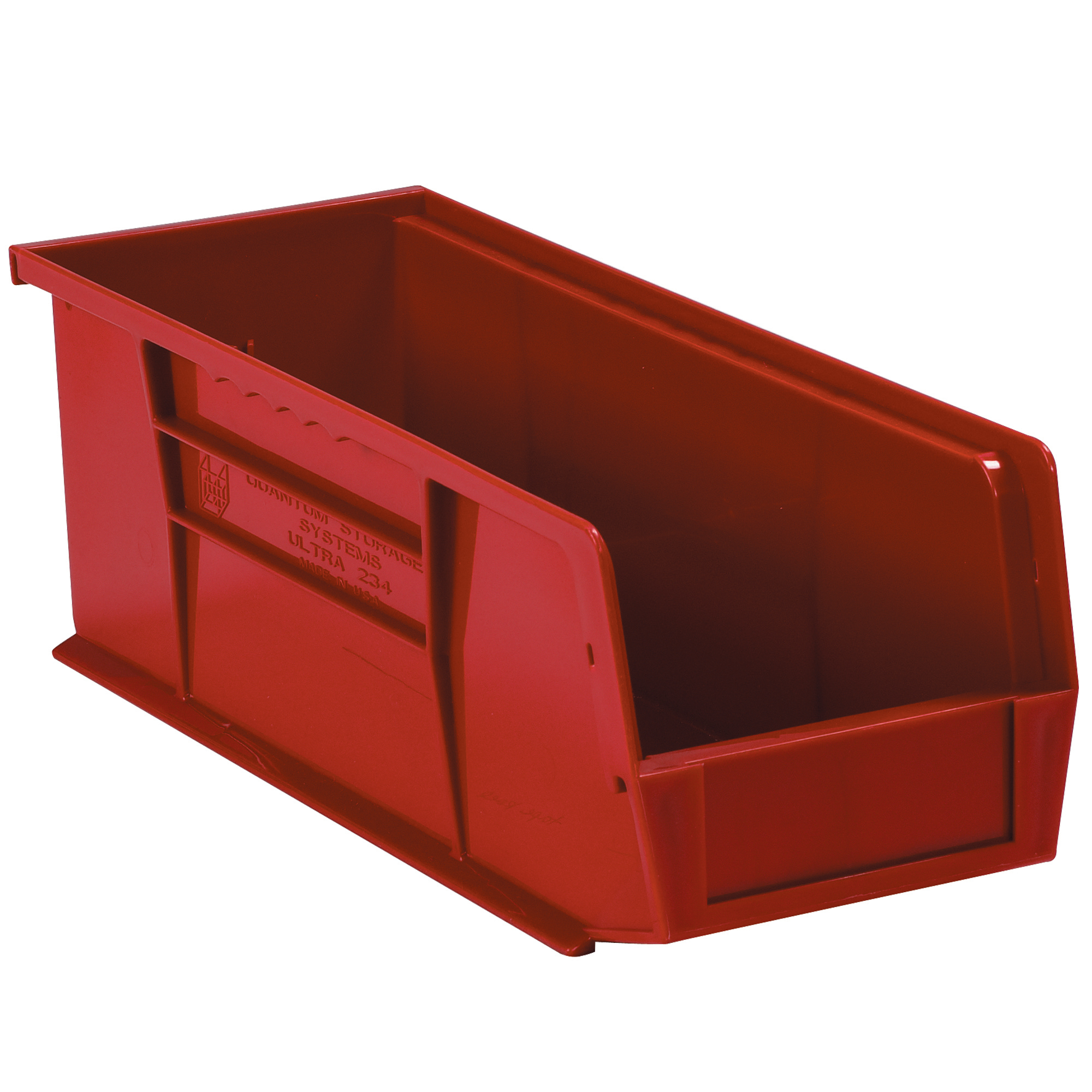 Plastic Stack & Hang Bin Boxes, 10 7/8" x 4 1/8" x 4", Red, 12/Case