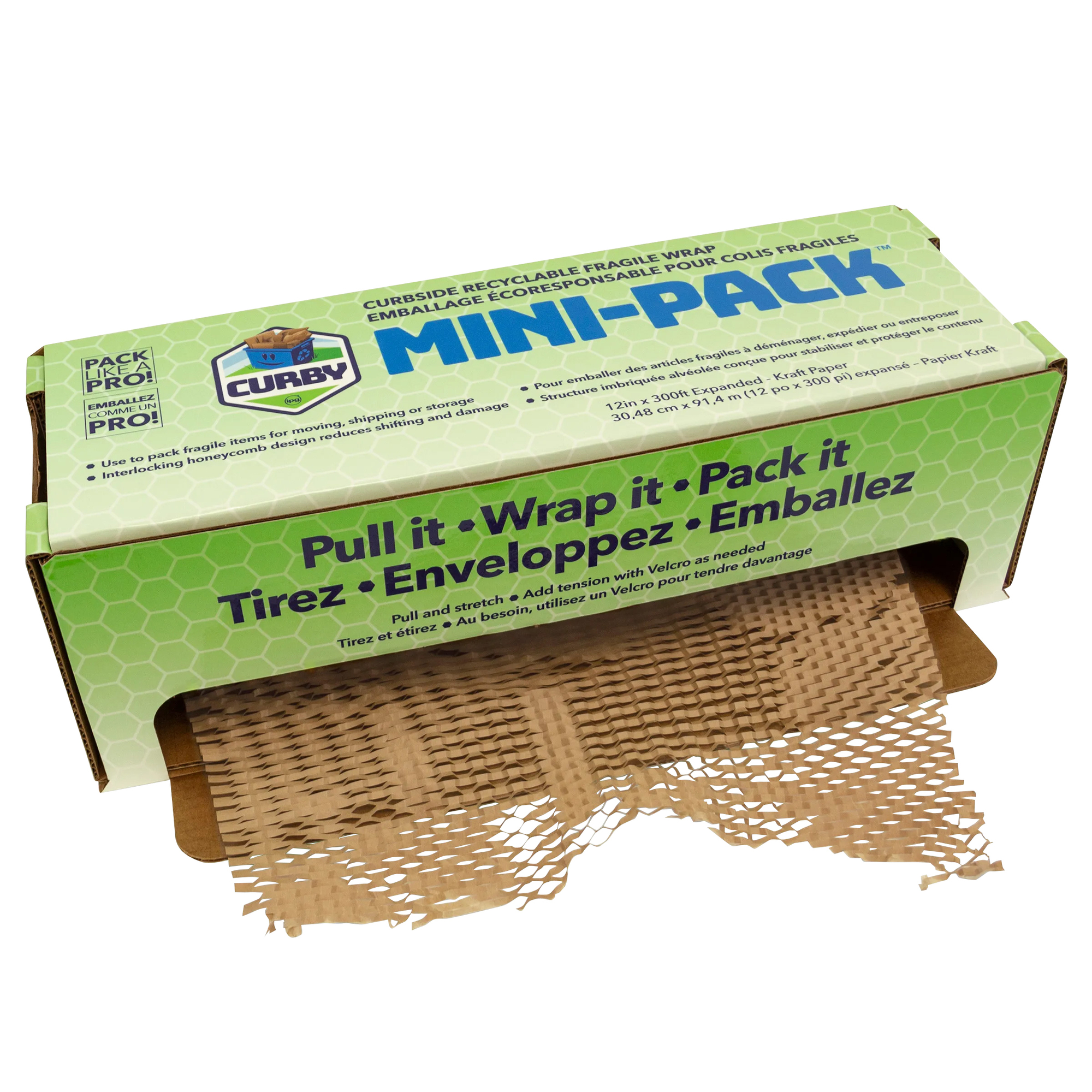 12" x 300' Curby Mini-Pack Recyclable Honeycomb Packing Paper 1 ROLL