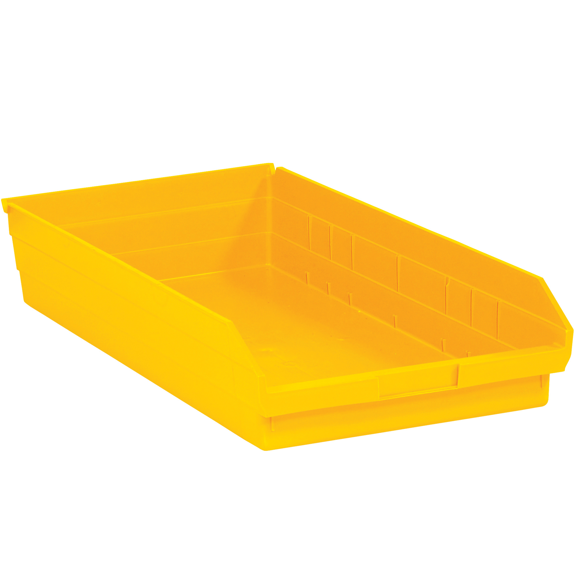 Plastic Shelf Bin Boxes, 23 5/8" x 11 1/8" x 4", Yellow, 6/Case