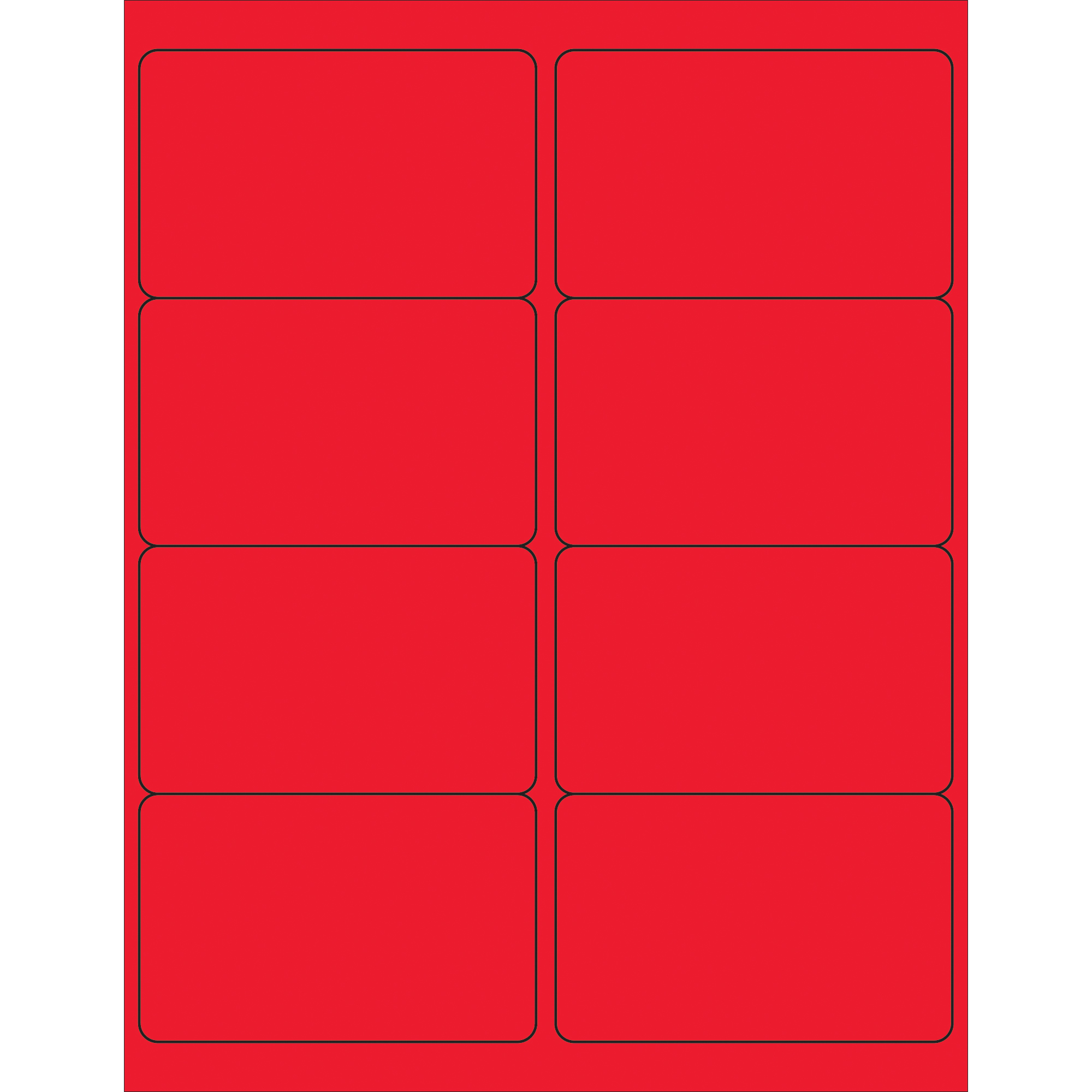Tape Logic® Rectangle Laser Labels, 4" x 2 1/2", Fluorescent Red, 800/Case