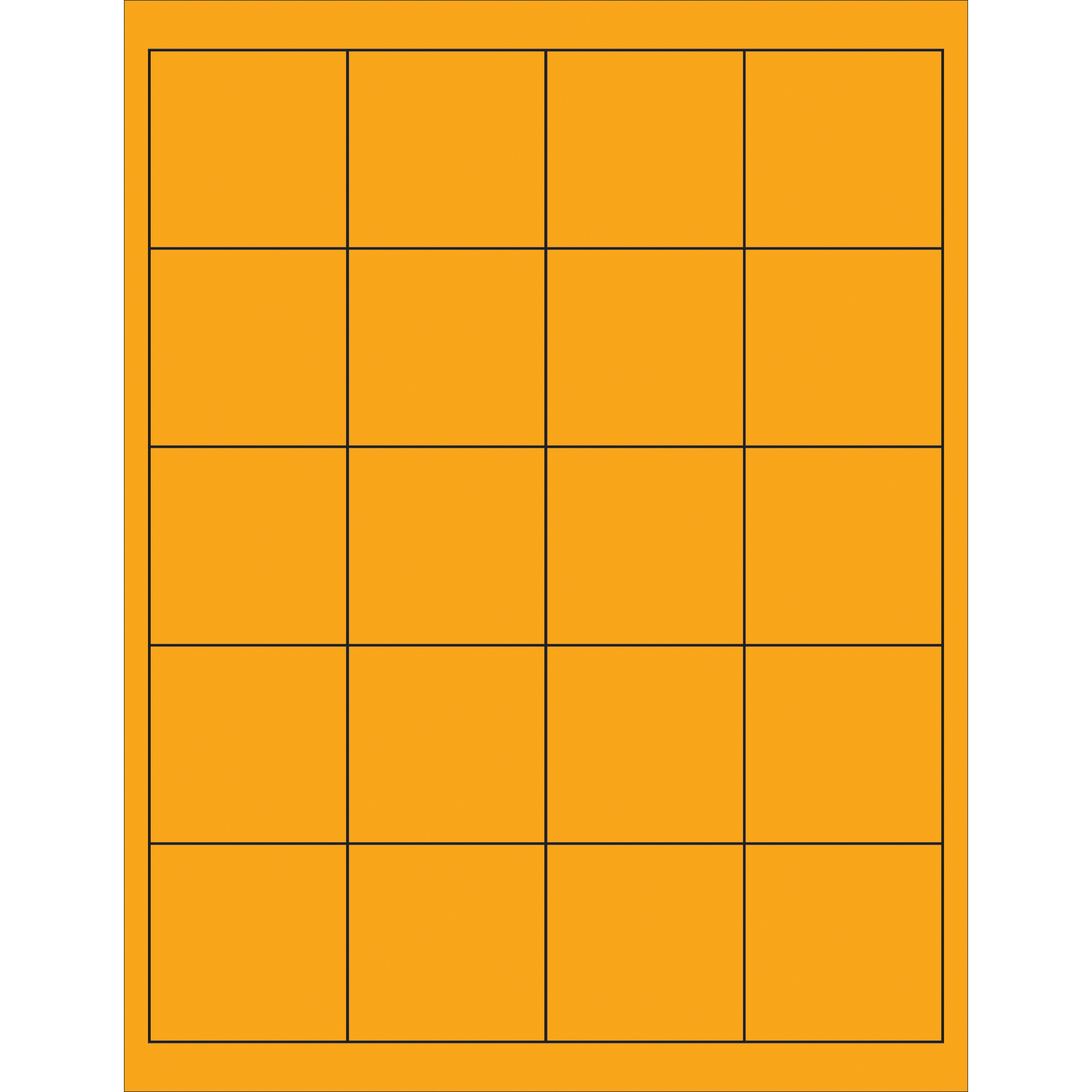 Tape Logic® Rectangle Laser Labels, 2" x 2", Fluorescent Orange, 2000/Case