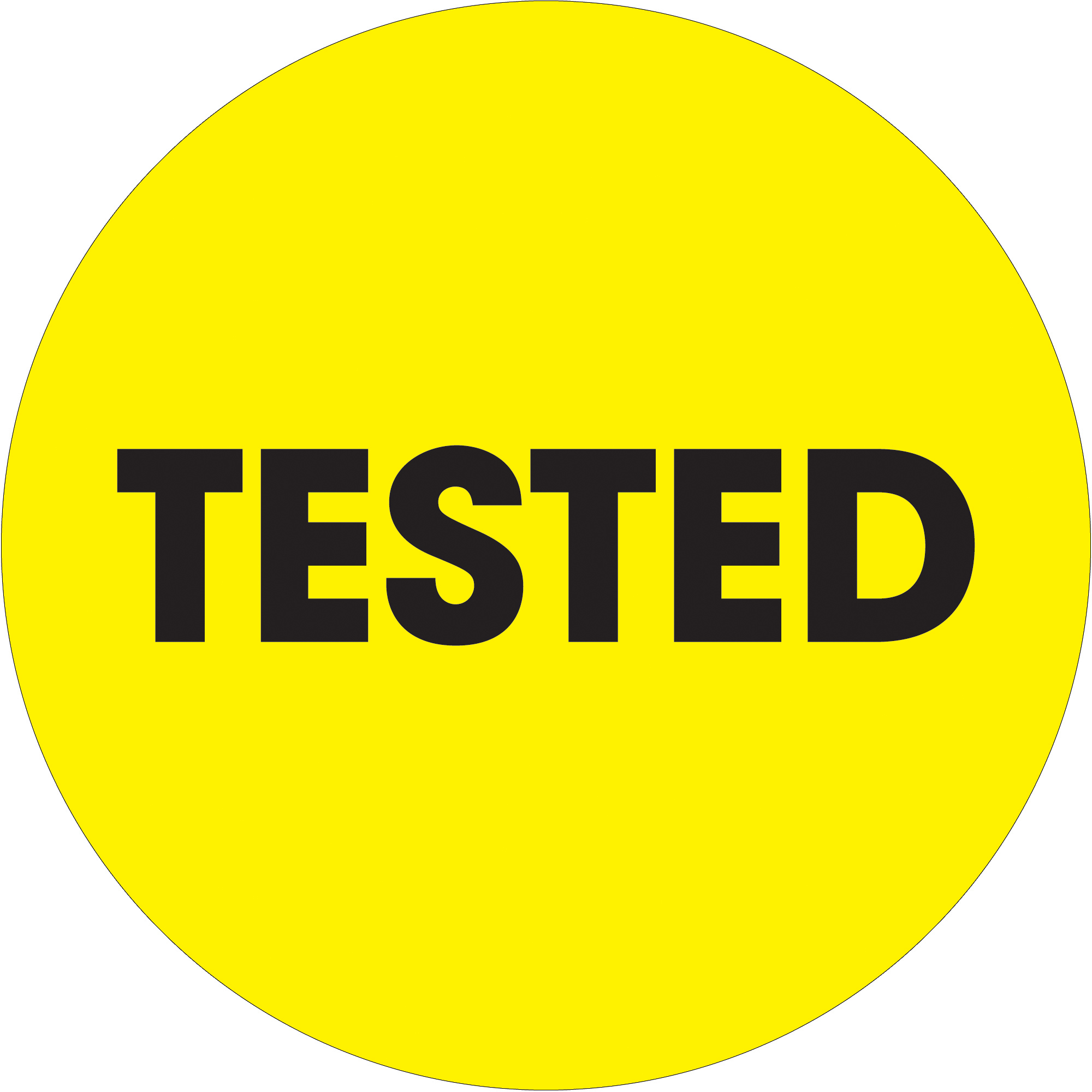 Tape Logic® Labels, "Tested", 2" Circle, Fluorescent Yellow, 500/Roll