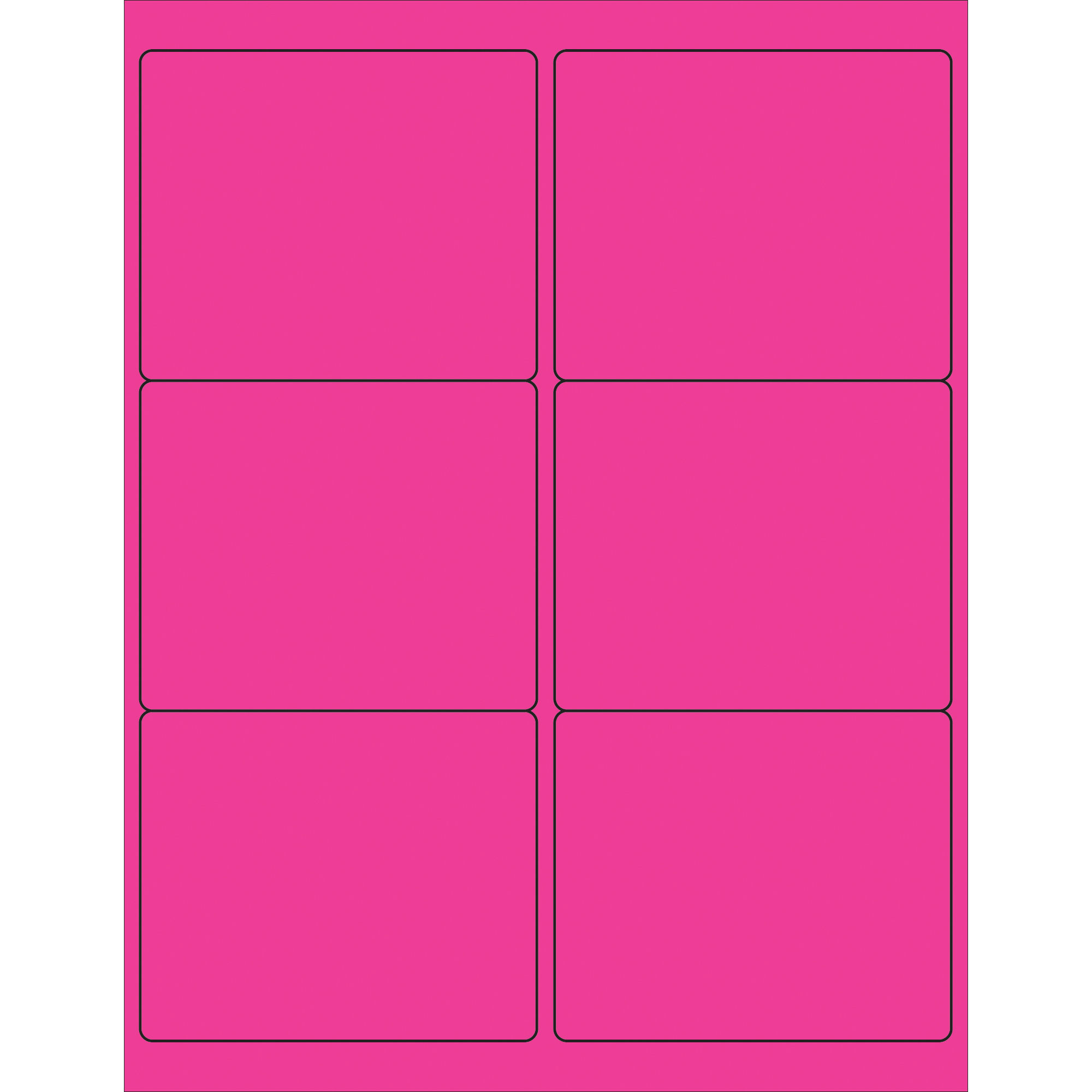 Tape Logic® Rectangle Laser Labels, 4" x 3 1/3", Fluorescent Pink, 600/Case