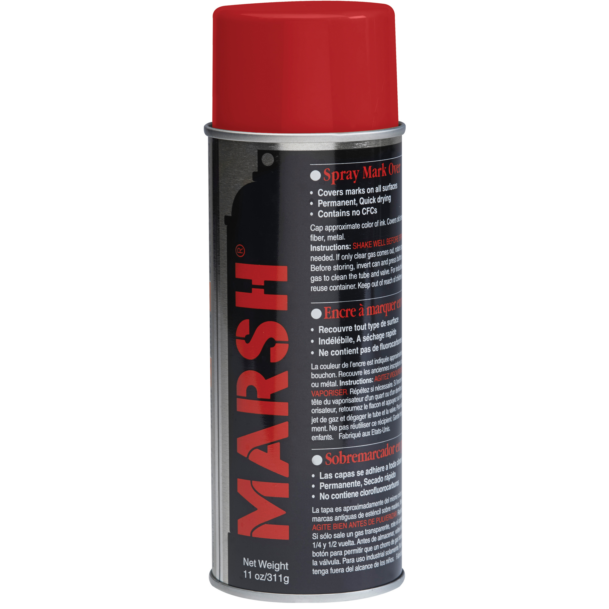 Marsh® Spray Stencil Ink, Red, 12/Case