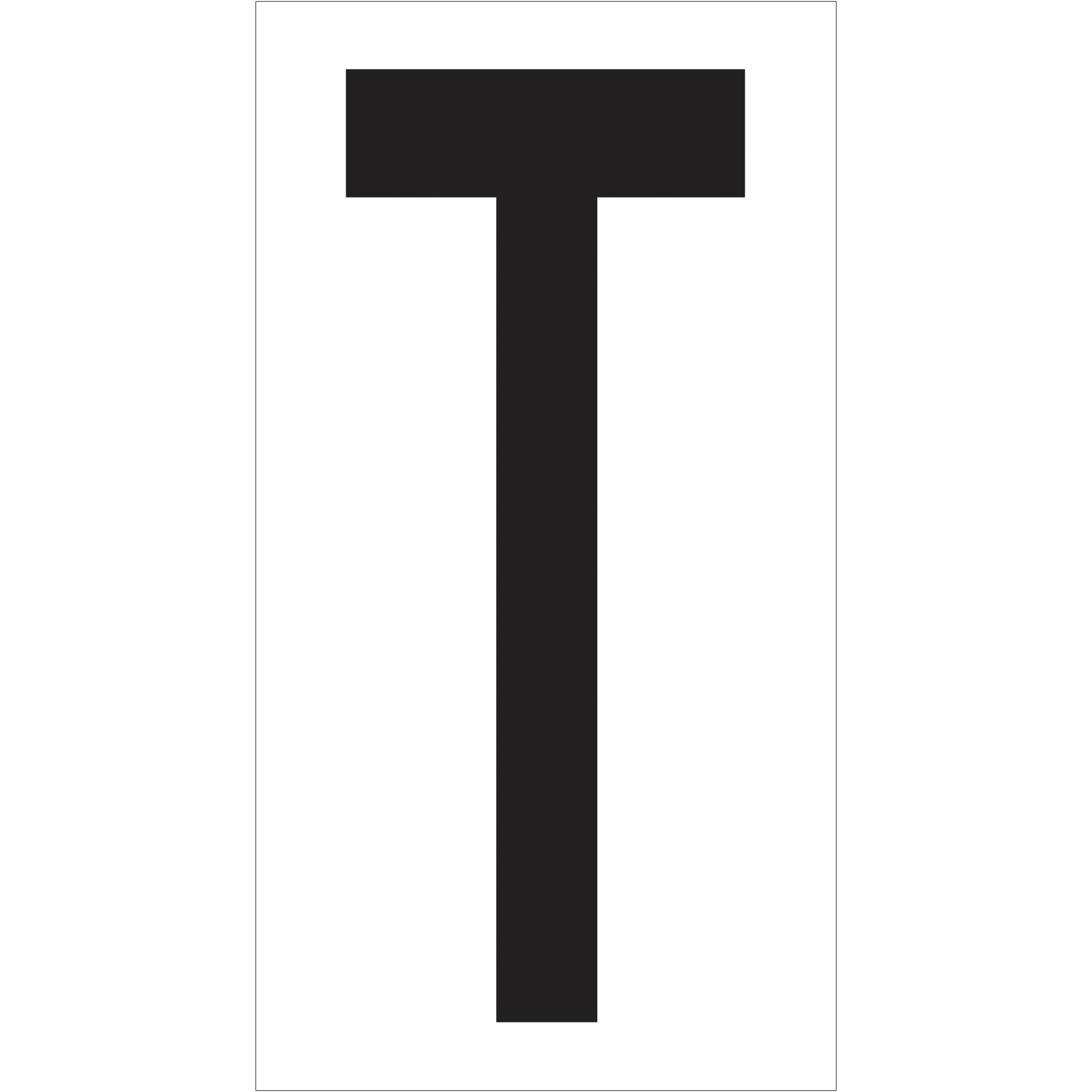 Vinyl Warehouse Letter Labels, "T", 3 1/2", Black/White, 50/Case