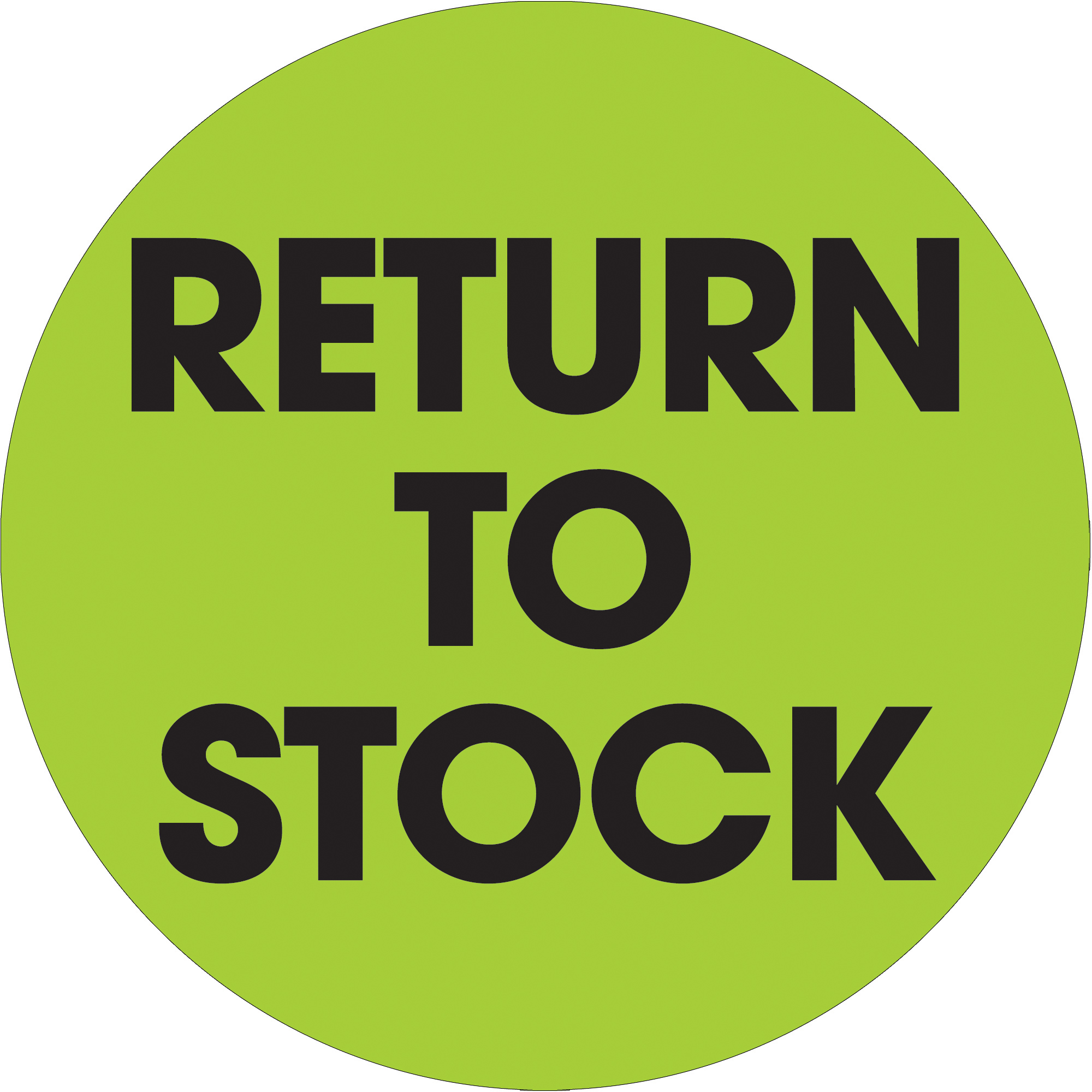 Tape Logic® Labels, "Return To Stock", 2" Circle, Fluorescent Green, 500/Roll