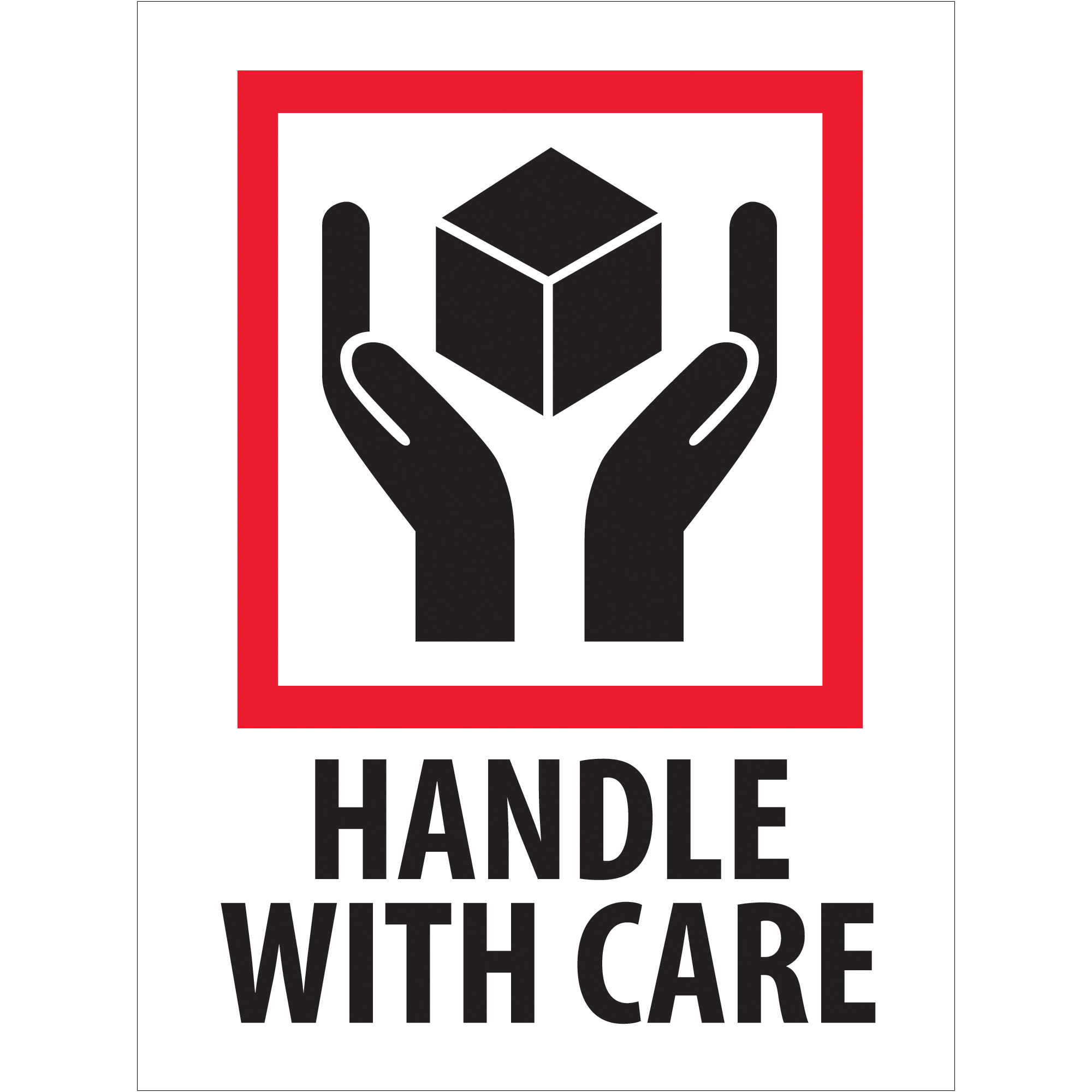 Tape Logic® Labels, "Handle With Care", 3" x 4", Red/White/Black, 500/Roll