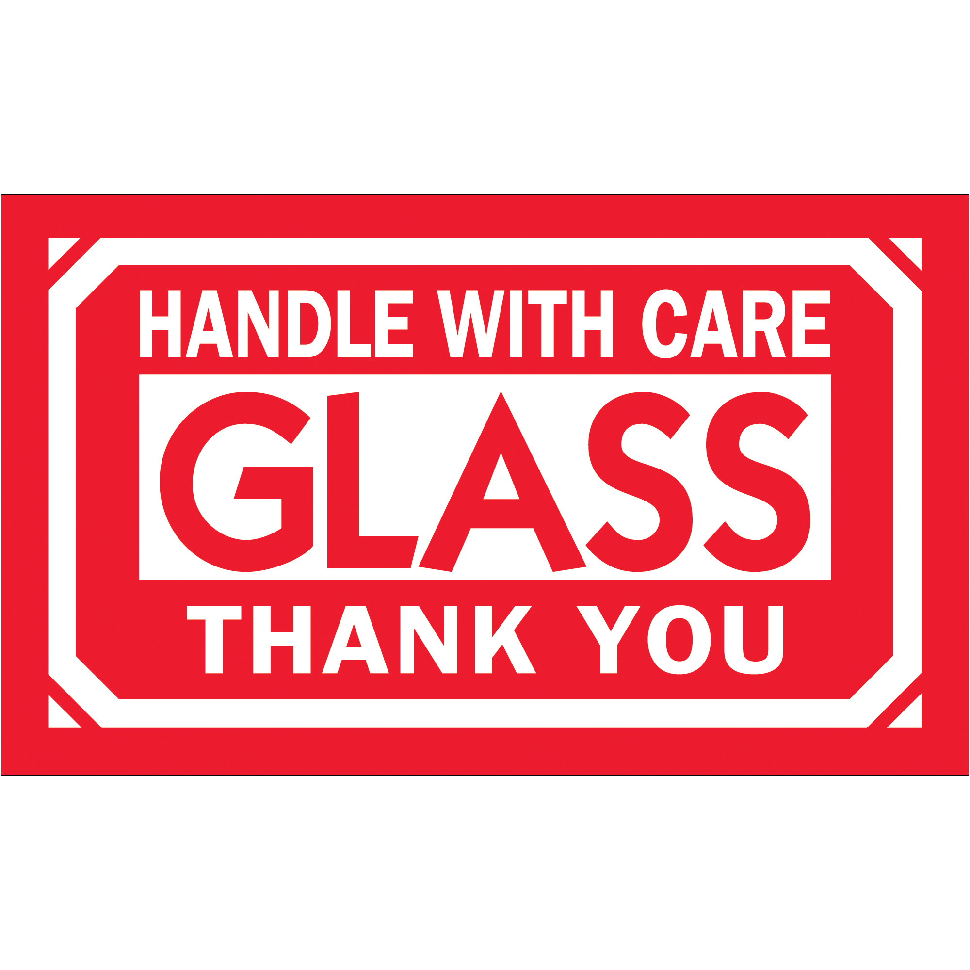 Tape Logic® Labels, "Glass - Handle With Care", 3" x 5", Red/White, 500/Roll