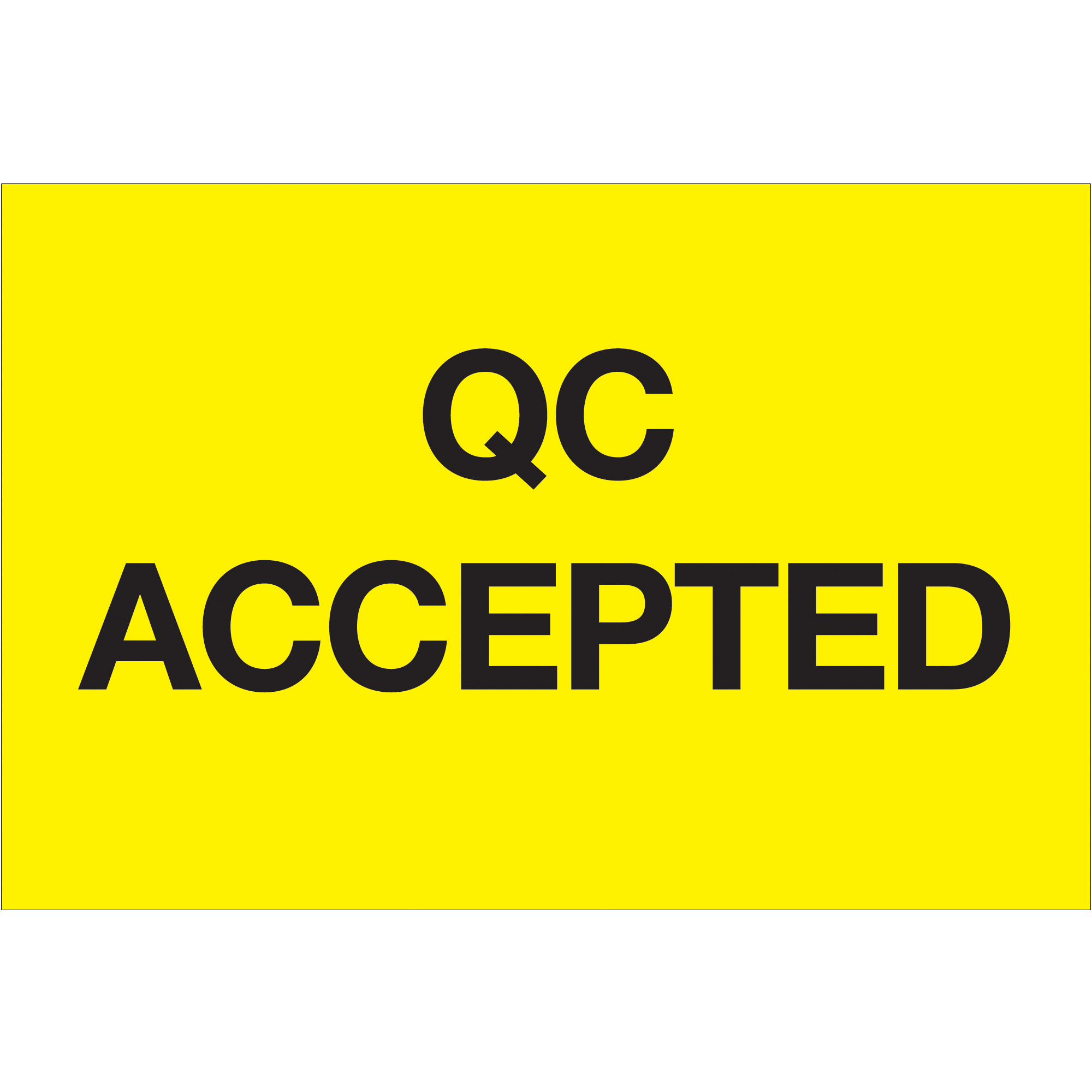 Tape Logic® Labels, "QC Accepted", 2" x 3", Fluorescent Yellow, 500/Roll