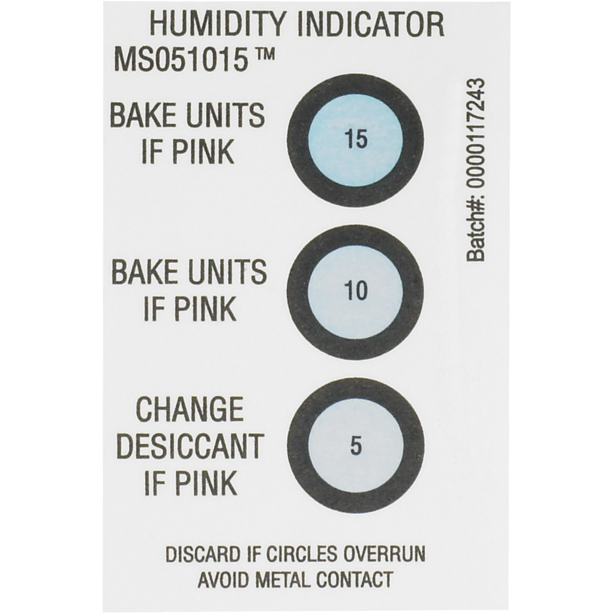Humidity Indicators, 5-10-15%, 2" x 3", White, 125/Case