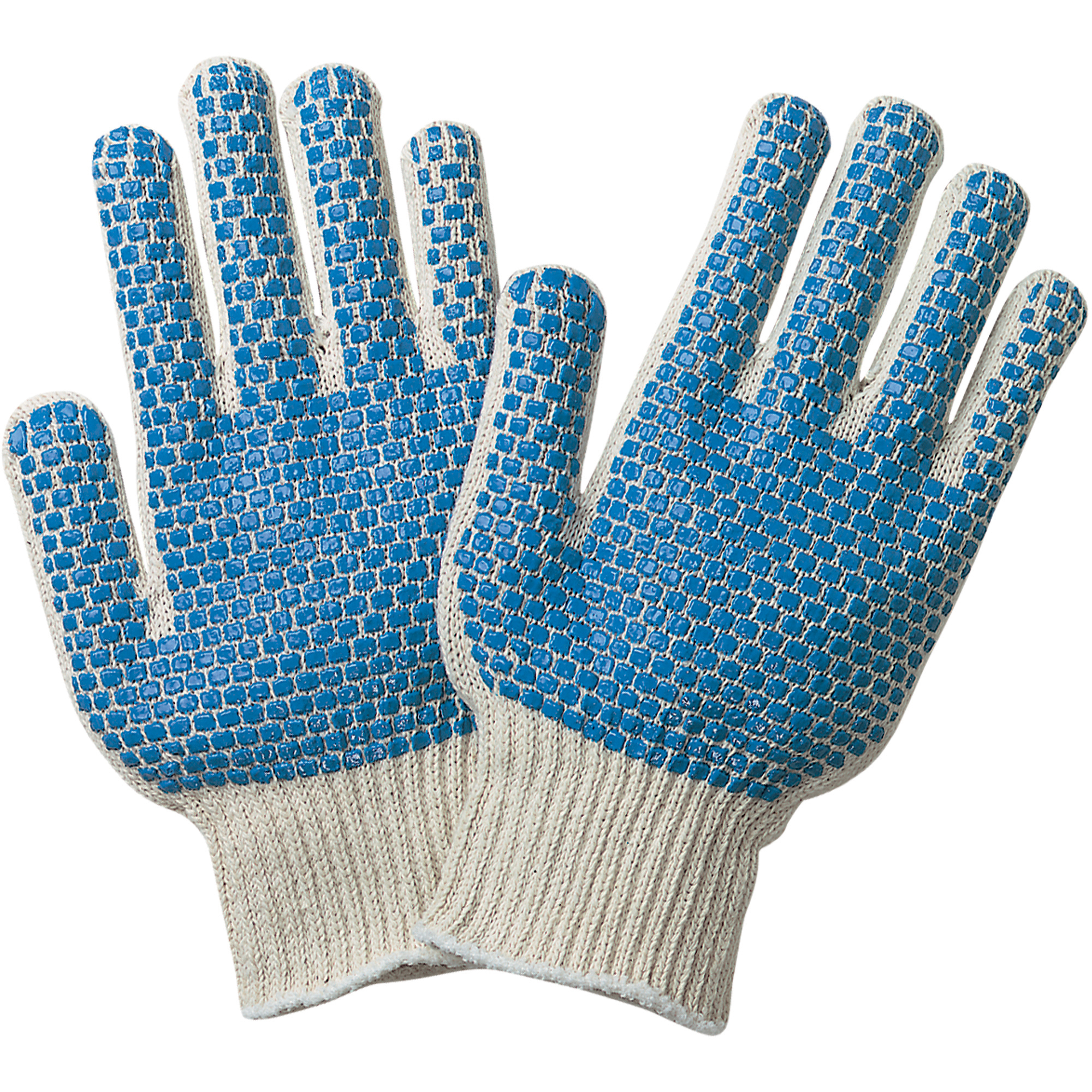 PVC Dot Knit Gloves, Small, Blue/White, 12 Pairs/Case
