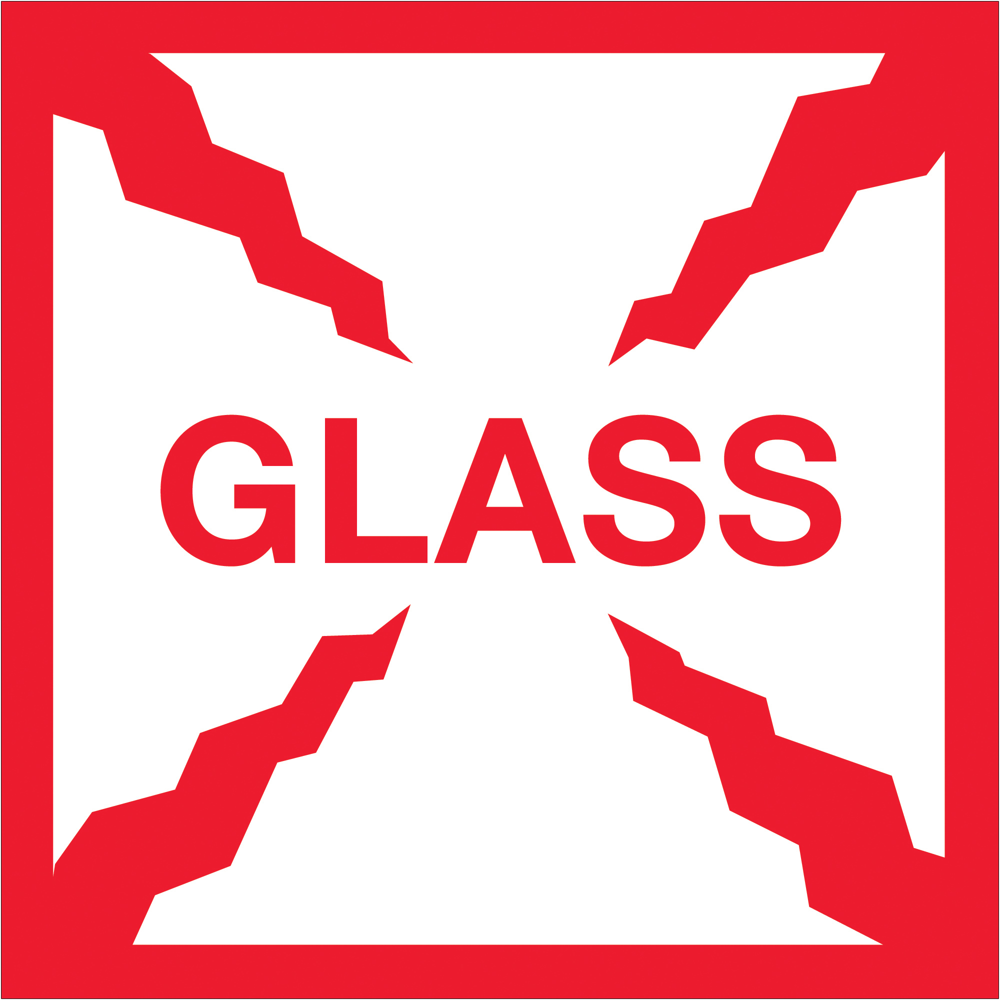Tape Logic® Labels, "Glass", 4" x 4", Red/White, 500/Roll