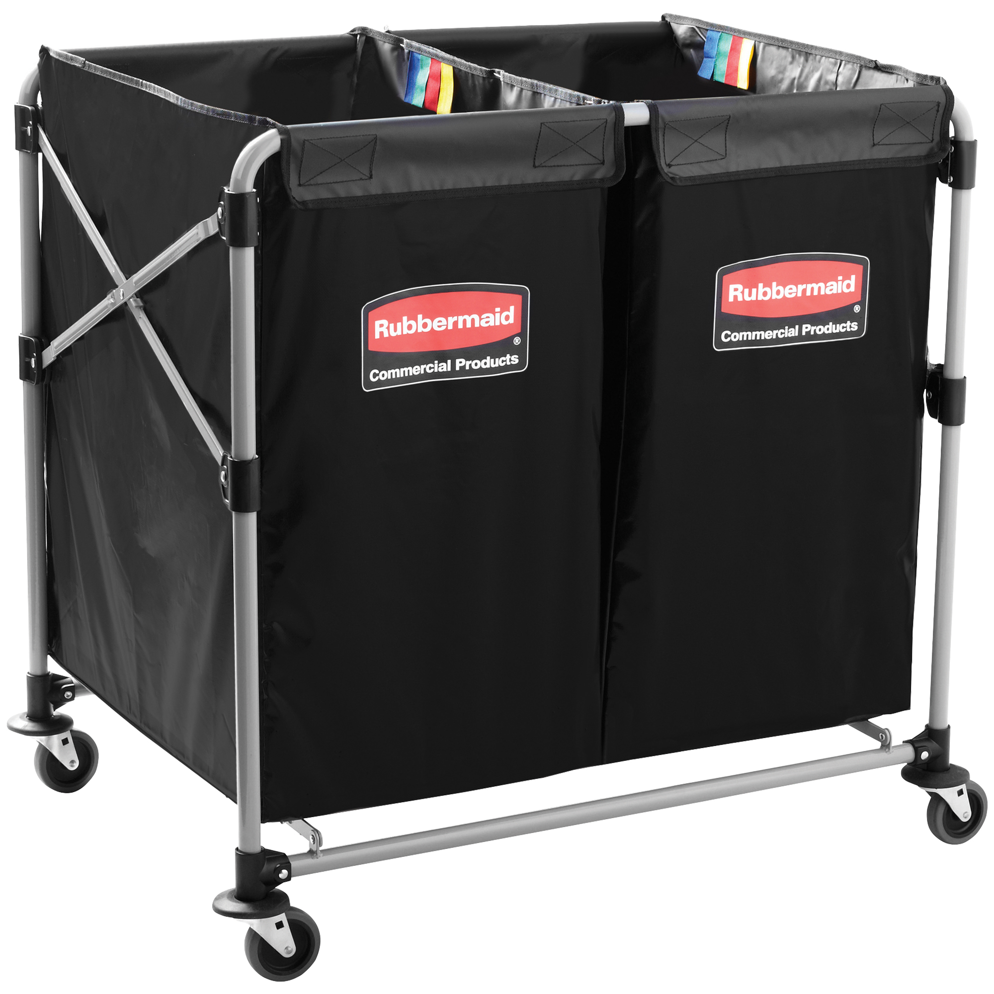 Rubbermaid® Collapsible Basket Truck, (2) 4 Bushel, 24.1" x 35.7" x 34.6", Black, 1/Case