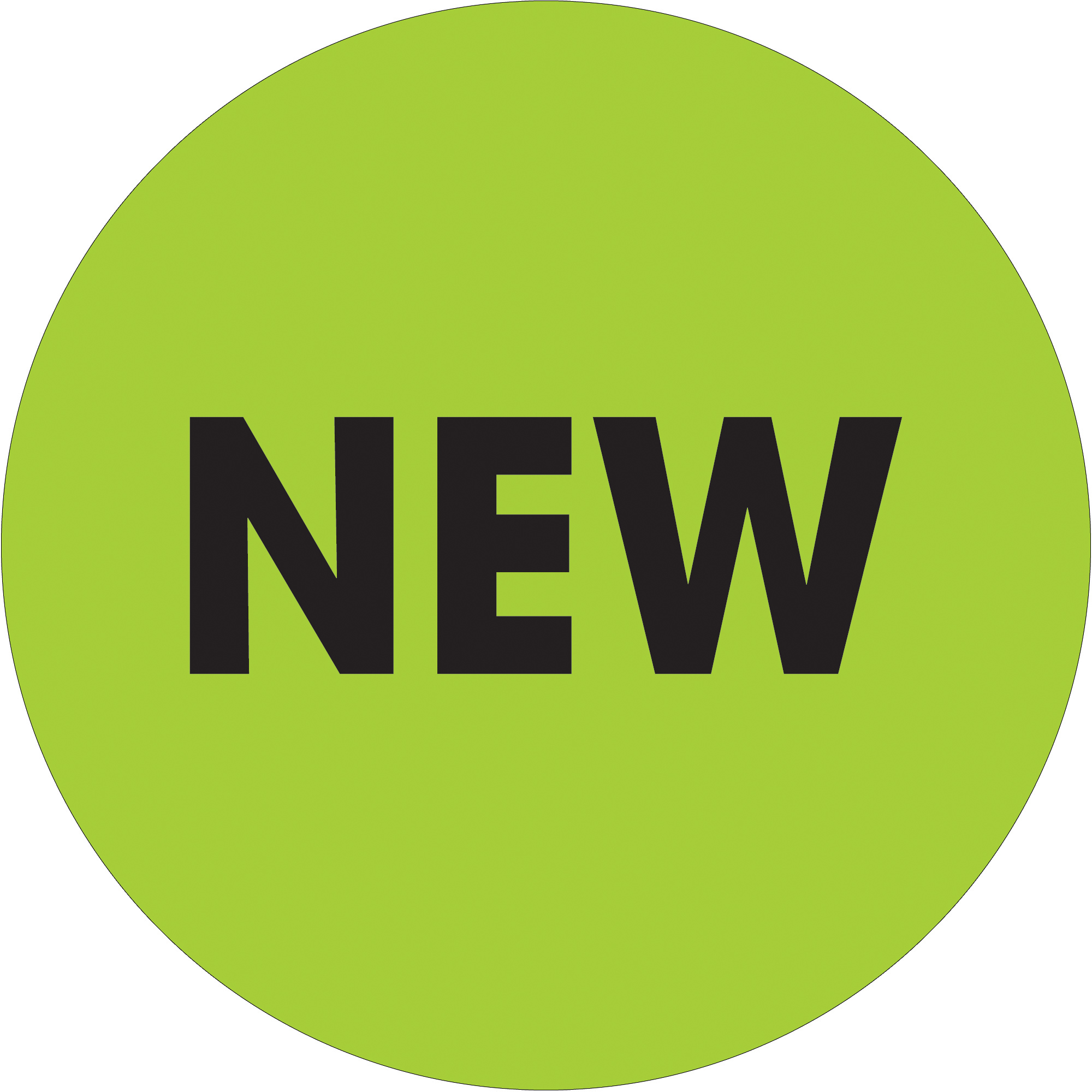 Tape Logic® Labels, "New", 2" Circle, Fluorescent Green, 500/Roll