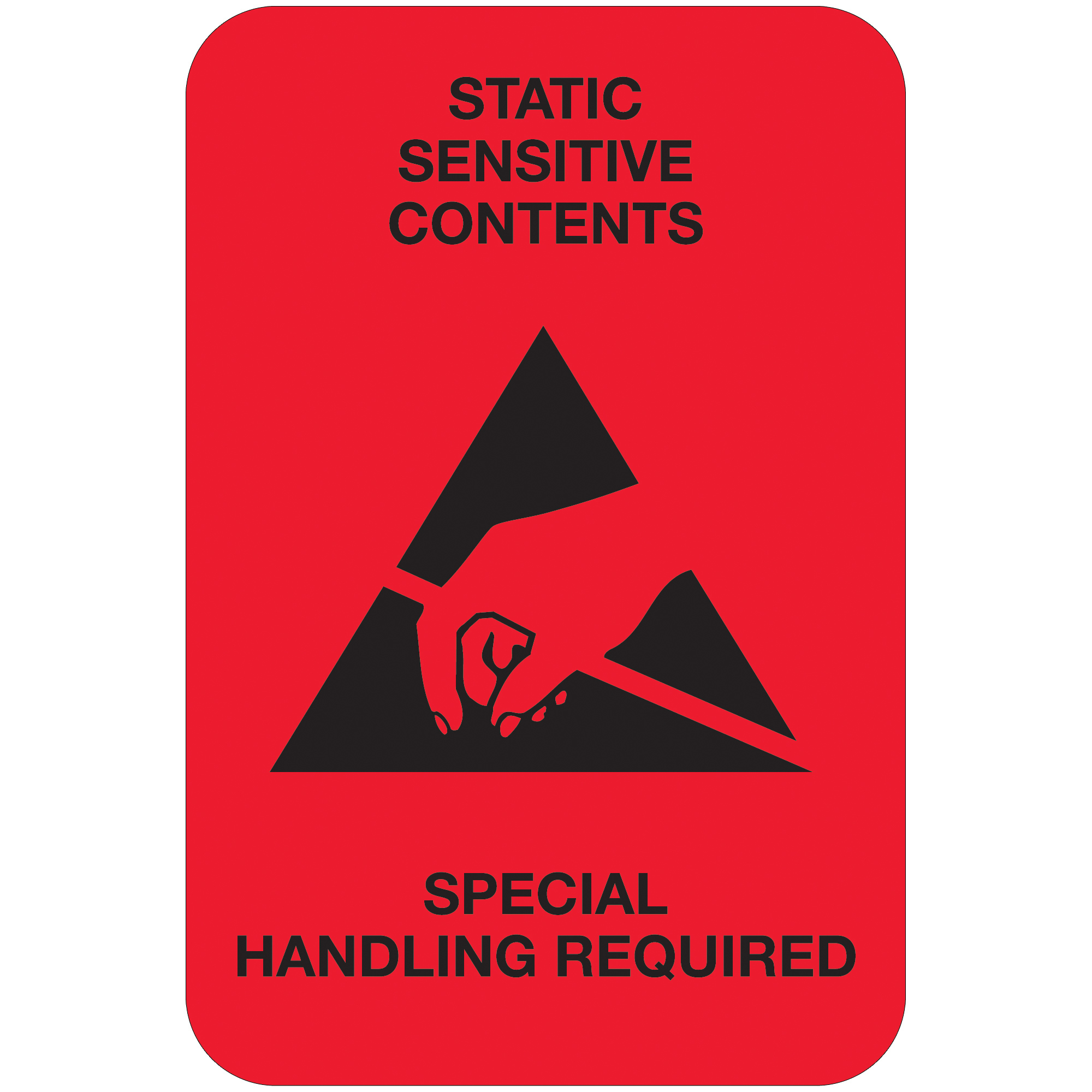 Tape Logic® Labels, "Static Sensitive Contents", 2" x 3", Fluorescent Red, 500/Roll