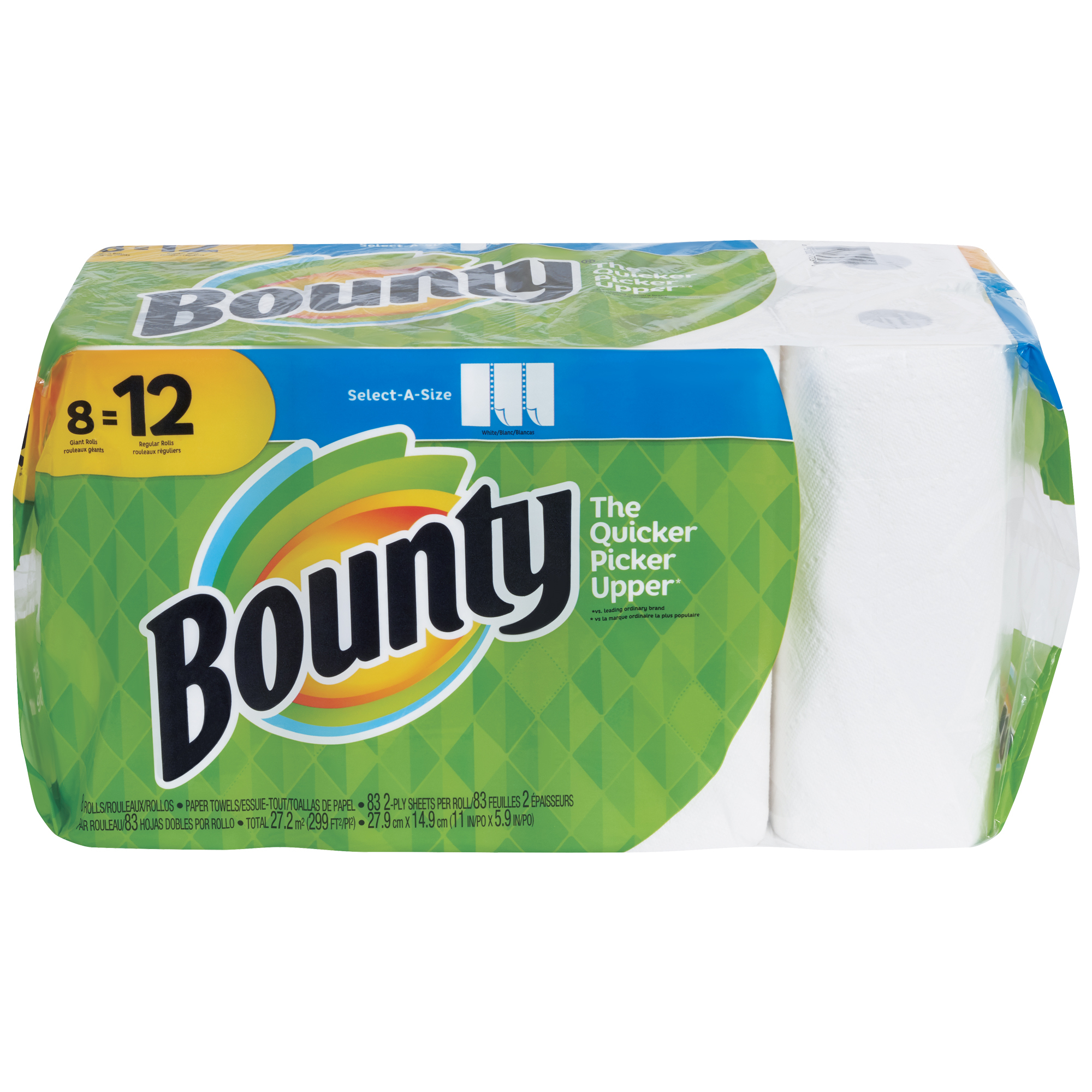 Bounty® Select-A-Size Paper Towels, 11" x 6", White, 8 Rolls/Case