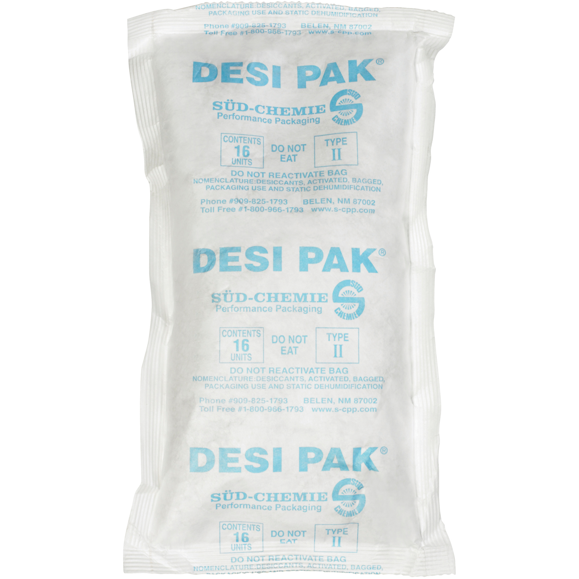 Tyvek® Clay Desiccants, 34 Gallon Drum, 5 3/4" x 10" x 1 1/2", White, 150/Case