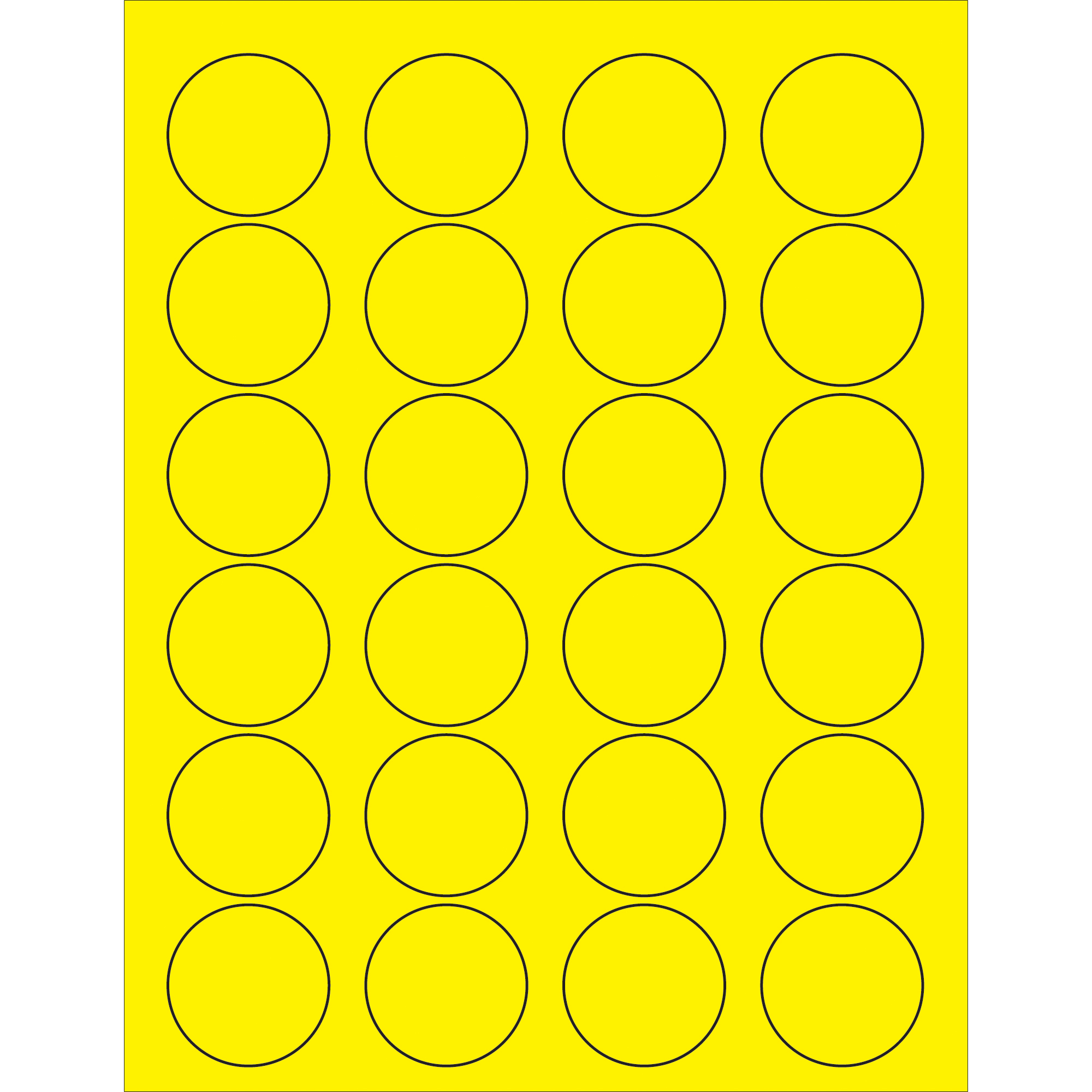 Tape Logic® Circle Laser Labels, 1 5/8", Fluorescent Yellow, 2400/Case