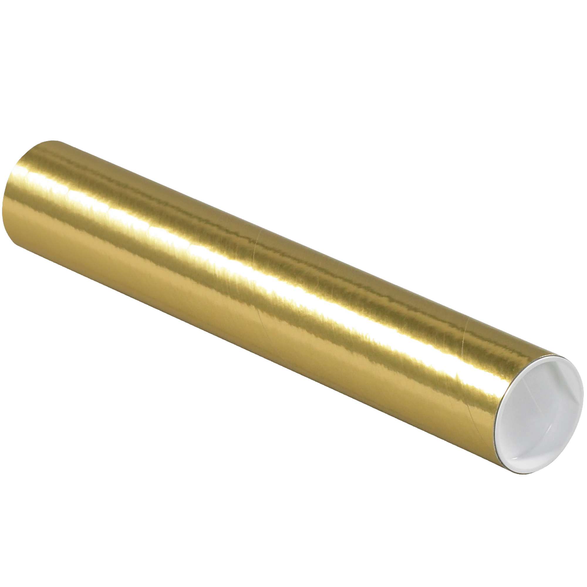 Mailing Tubes with Caps, 2" x 12", Gold, 50/Case