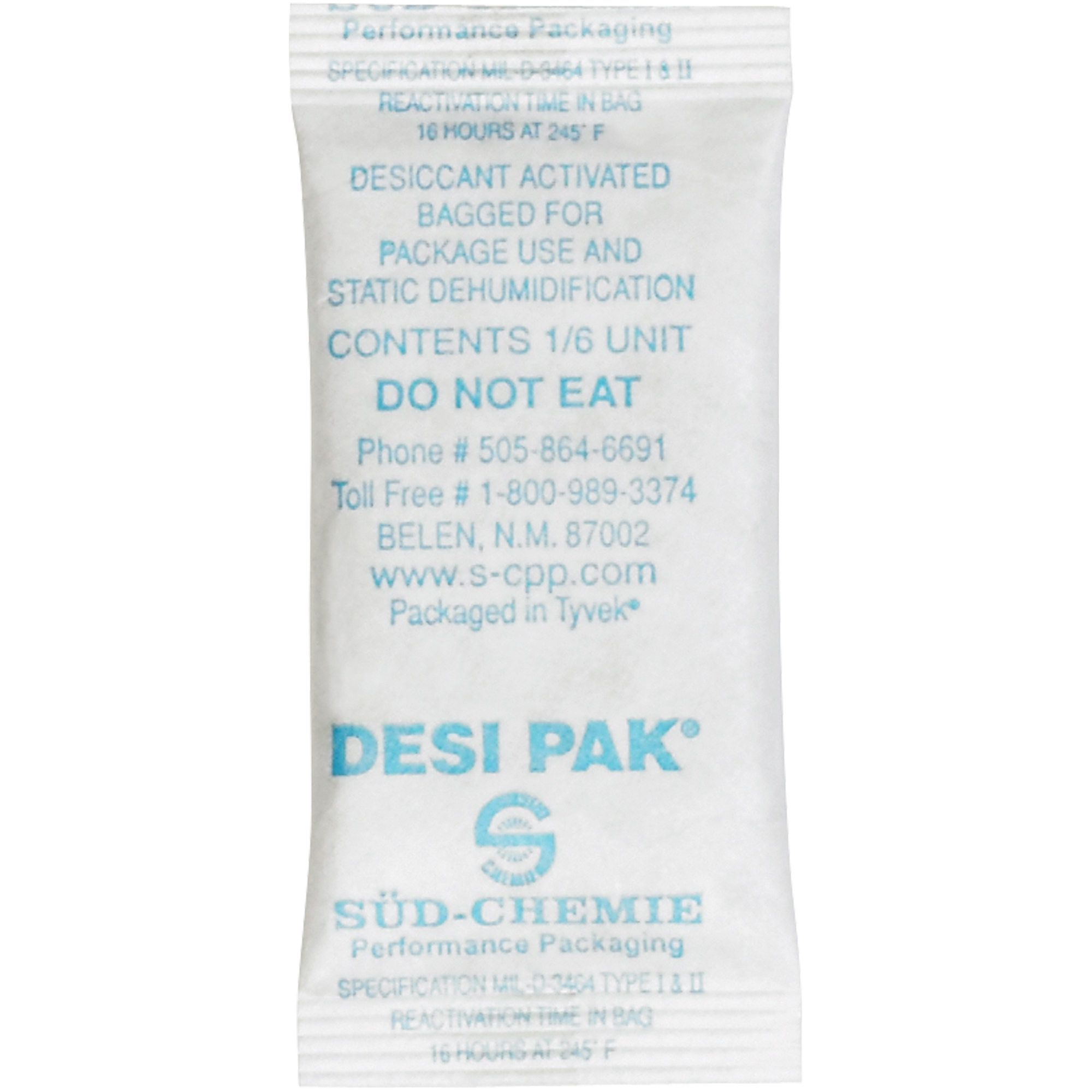 Tyvek® Clay Desiccants, 5 Gallon Pail, 1" x 2 1/2" x 1/4", White, 1200/Case