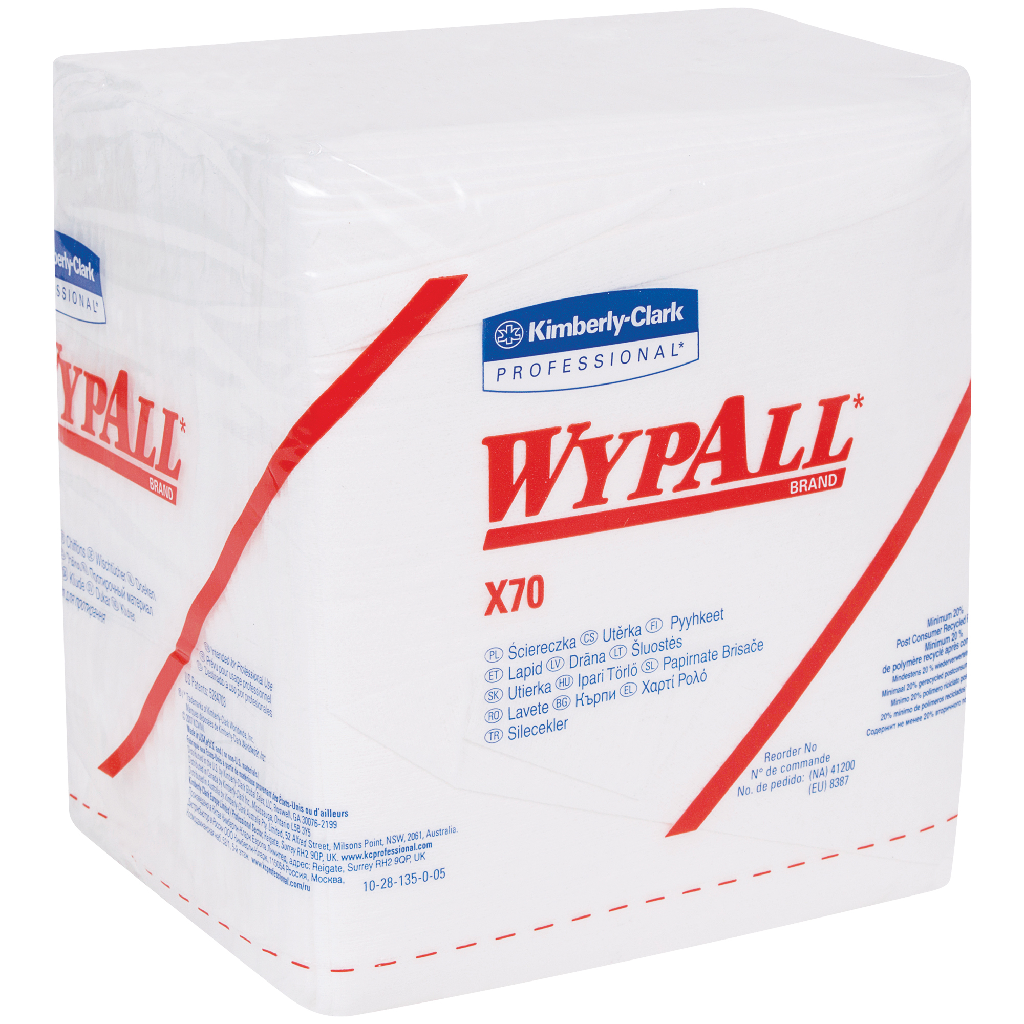 Kimberly Clark® WypALL® X70 1/4 Fold Industrial Pro Wipers Bulk Pack, 12.5" x 12", White, 76/Box, 12 Boxes/Case