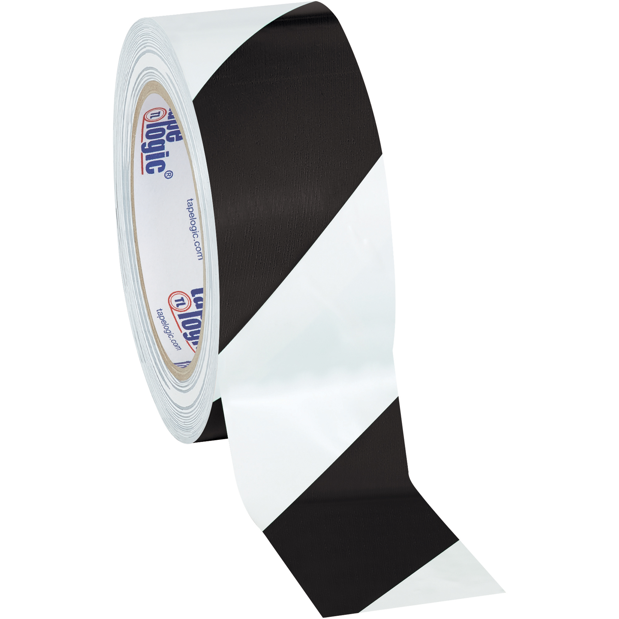 Tape Logic® Striped Vinyl Tape, 7.0 Mil, 2" x 36 yds., Black/White, 24/Case