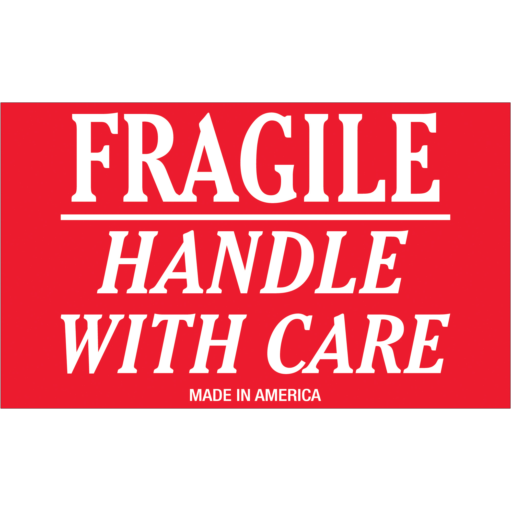 Tape Logic® Labels, "Fragile - Handle With Care", 3" x 4", Red/White, 500/Roll