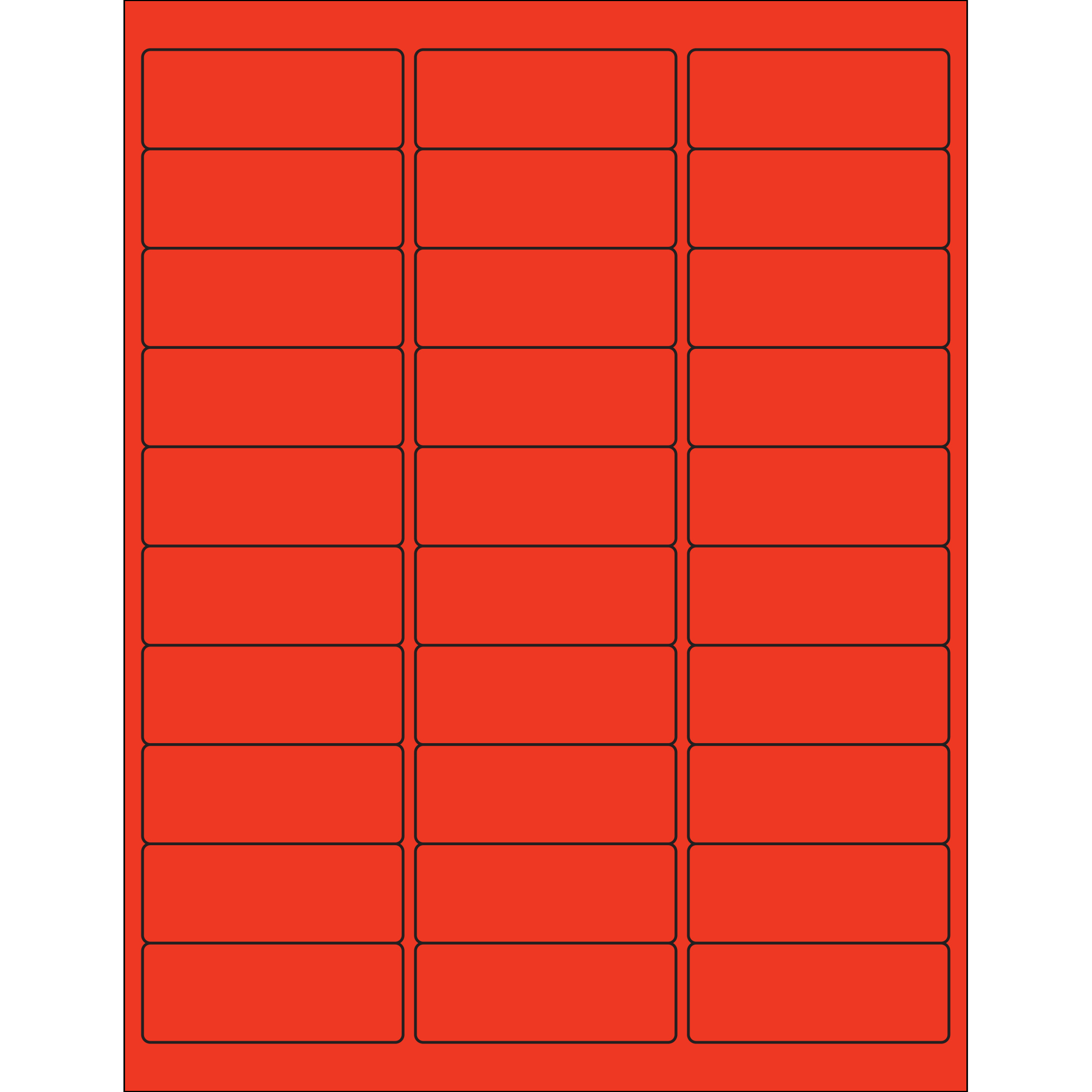 2 5/8 x 1" Red Rectangle Laser Labels 100 SHEETS