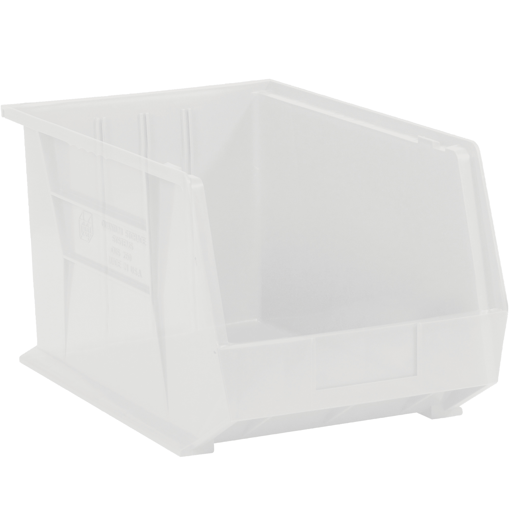 Plastic Stack & Hang Bin Boxes, 10 3/4" x 8 1/4" x 7", Clear, 6/Case