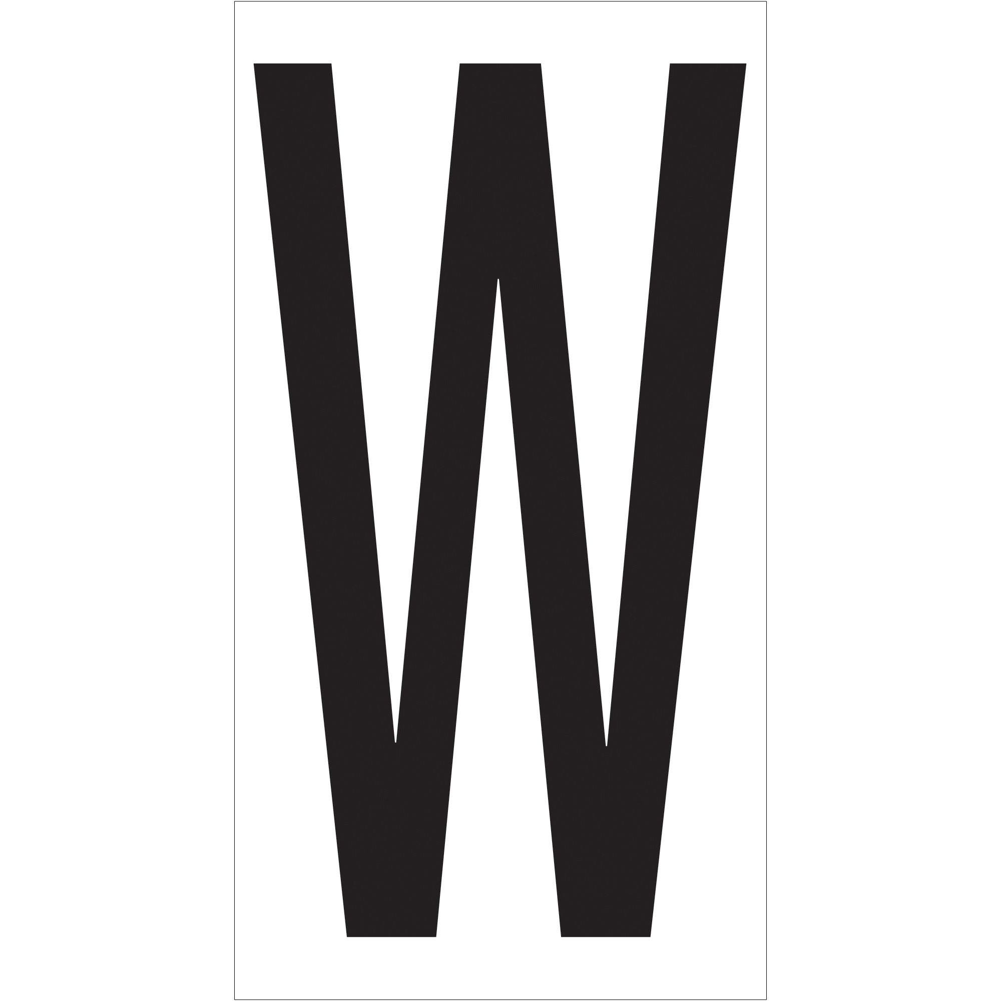 Vinyl Warehouse Letter Labels, "W", 3 1/2", Black/White, 50/Case
