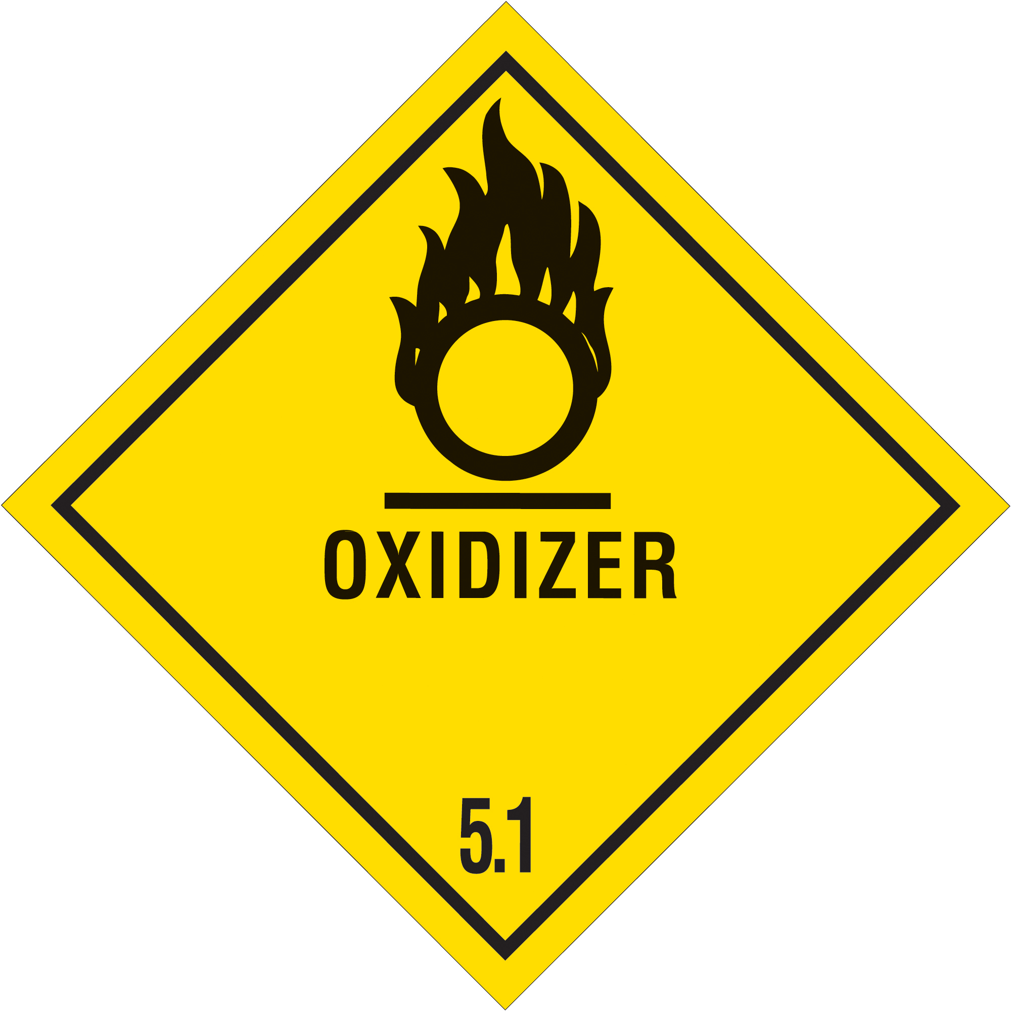 Tape Logic® Labels, "Oxidizer - 5.1", 4" x 4", Black/Yellow, 500/Roll
