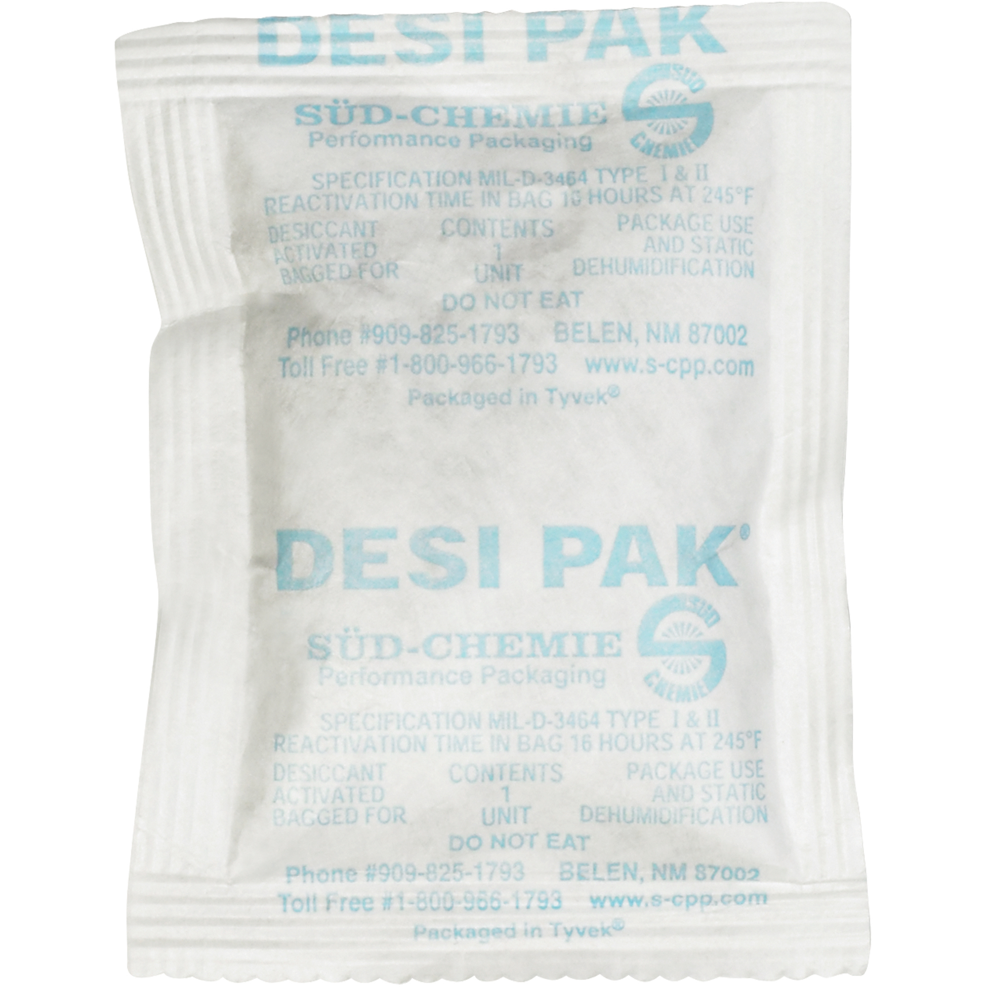 Tyvek® Clay Desiccants, 5 Gallon Pail, 3" x 4" x 1/4", White, 300/Case
