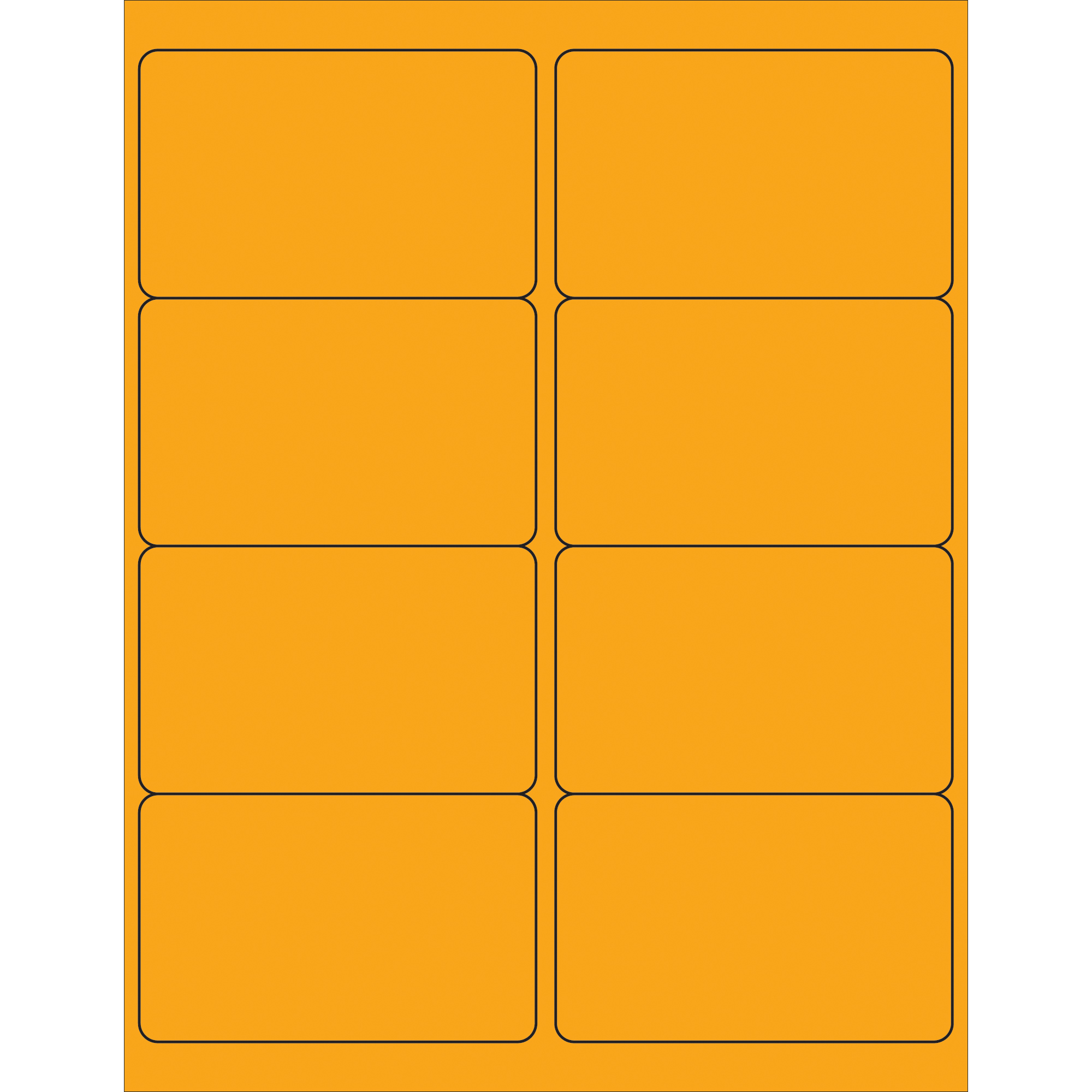Tape Logic® Rectangle Laser Labels, 4" x 2 1/2", Fluorescent Orange, 800/Case