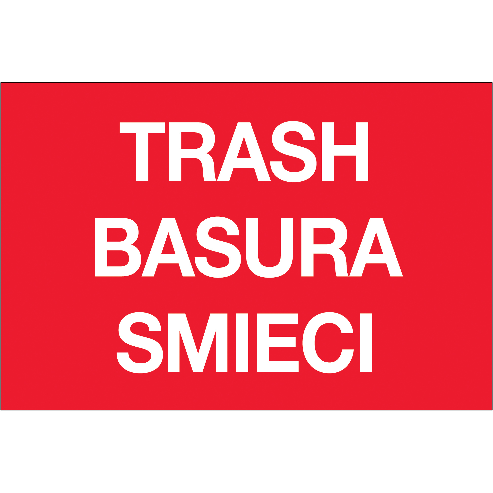 Tape Logic® Rectangle Labels, "Trash/Basura/Smieci", 2" x 3", Red, 500/Roll