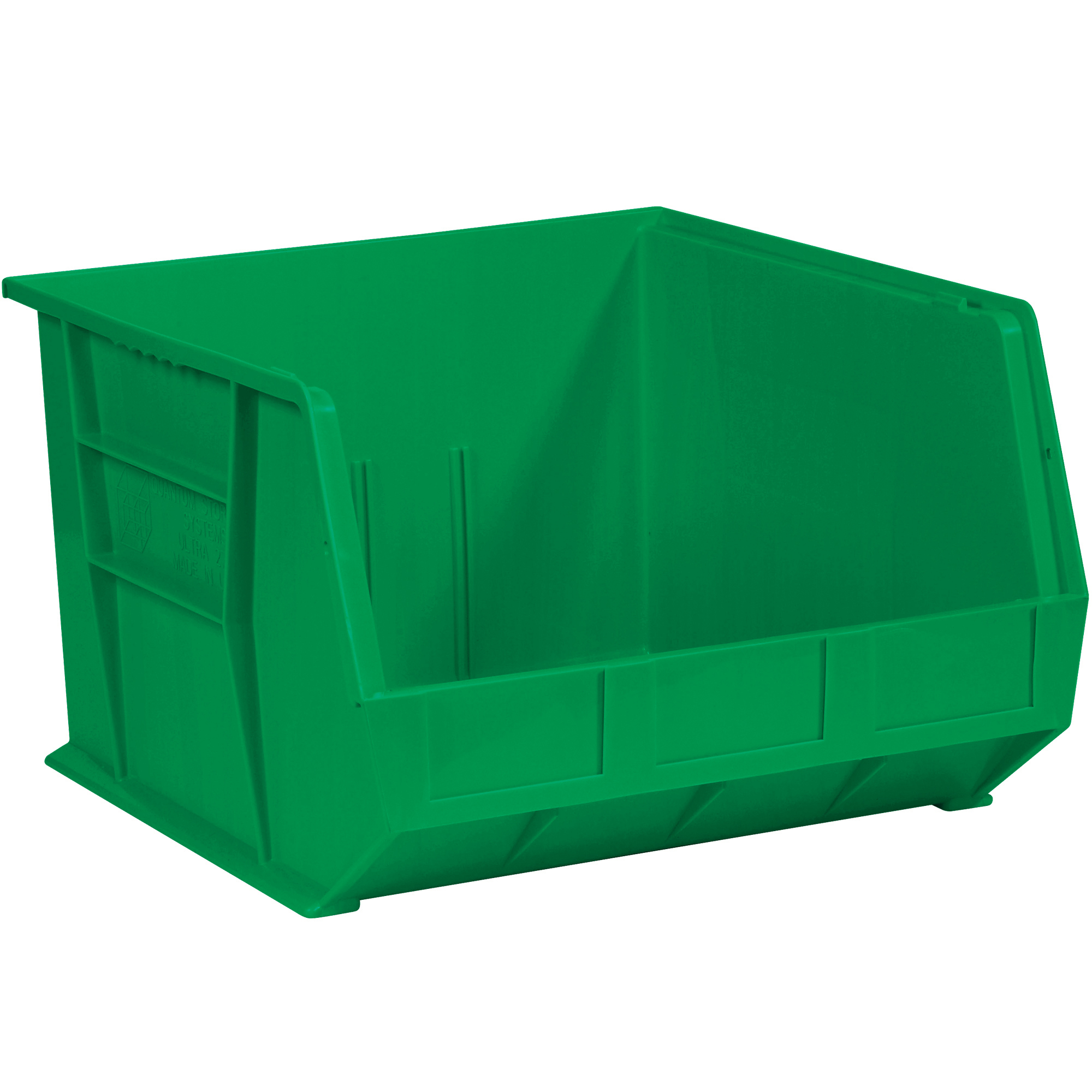 Plastic Stack & Hang Bin Boxes, 18" x 16 1/2" x 11", Green, 3/Case