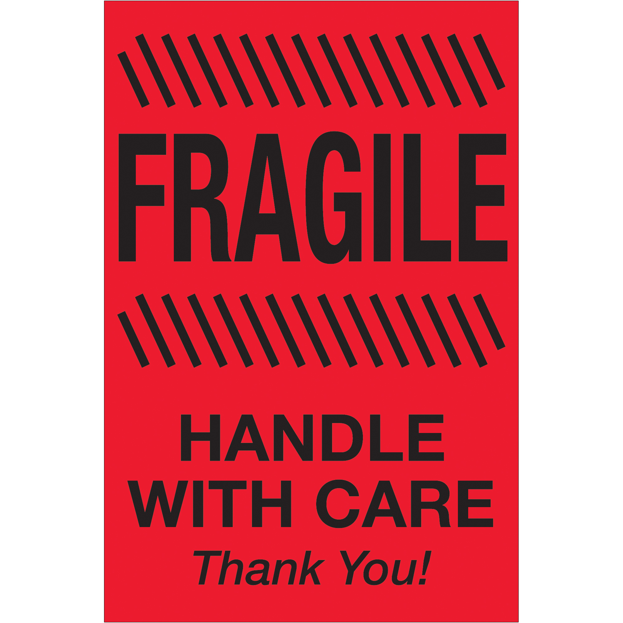 Tape Logic® Labels, "Fragile - Handle With Care", 4" x 6", Fluorescent Red, 500/Roll