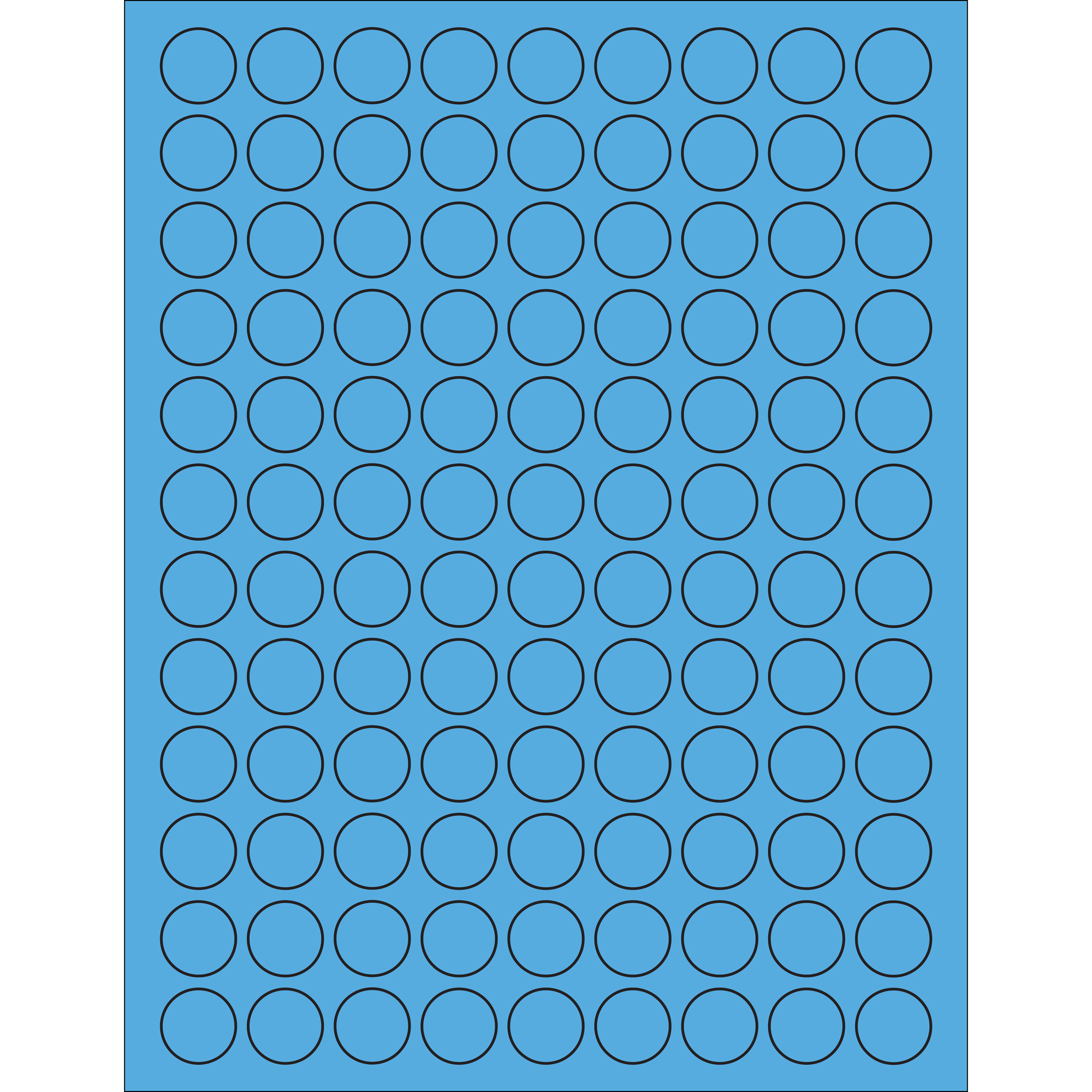 3/4" Fluorescent Blue Circle Laser Labels 100 SHEETS