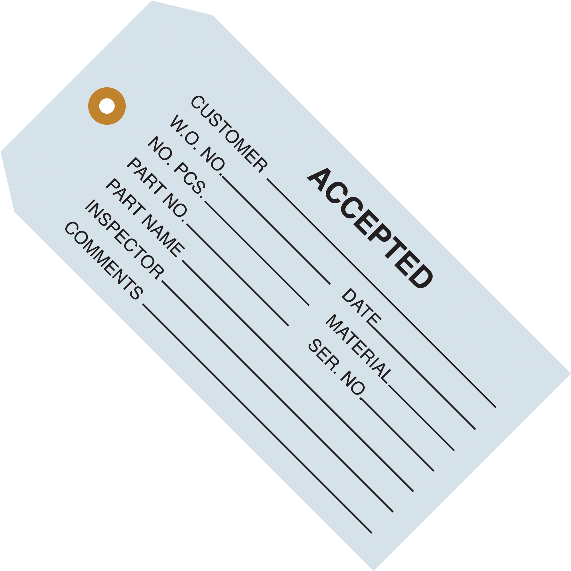 Inspection Tags, "Accepted", 4 3/4" x 2 3/8", Blue, 1000/Case