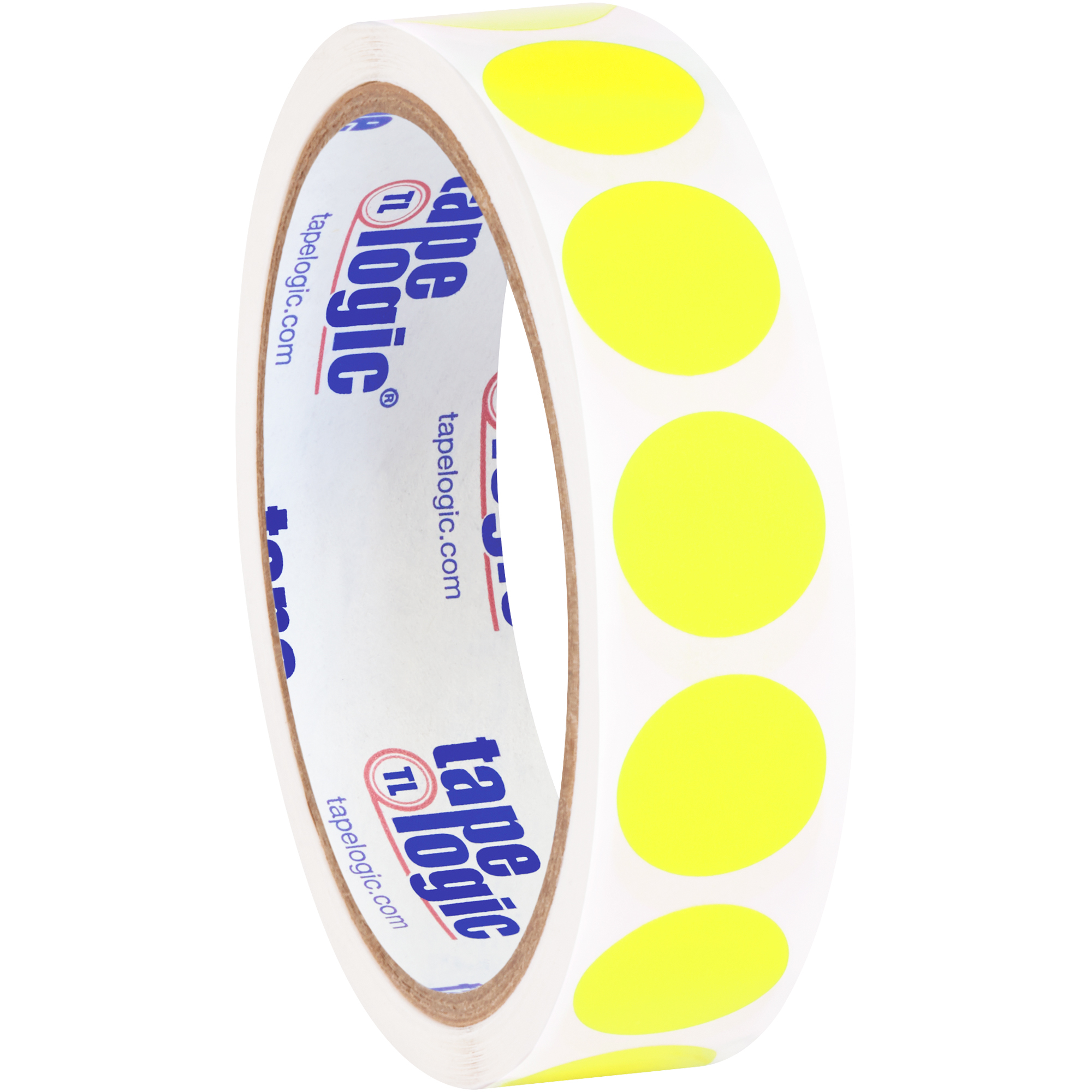 Tape Logic® Removable Labels, 3/4" Circles, Fluorescent Yellow, 500 /Roll