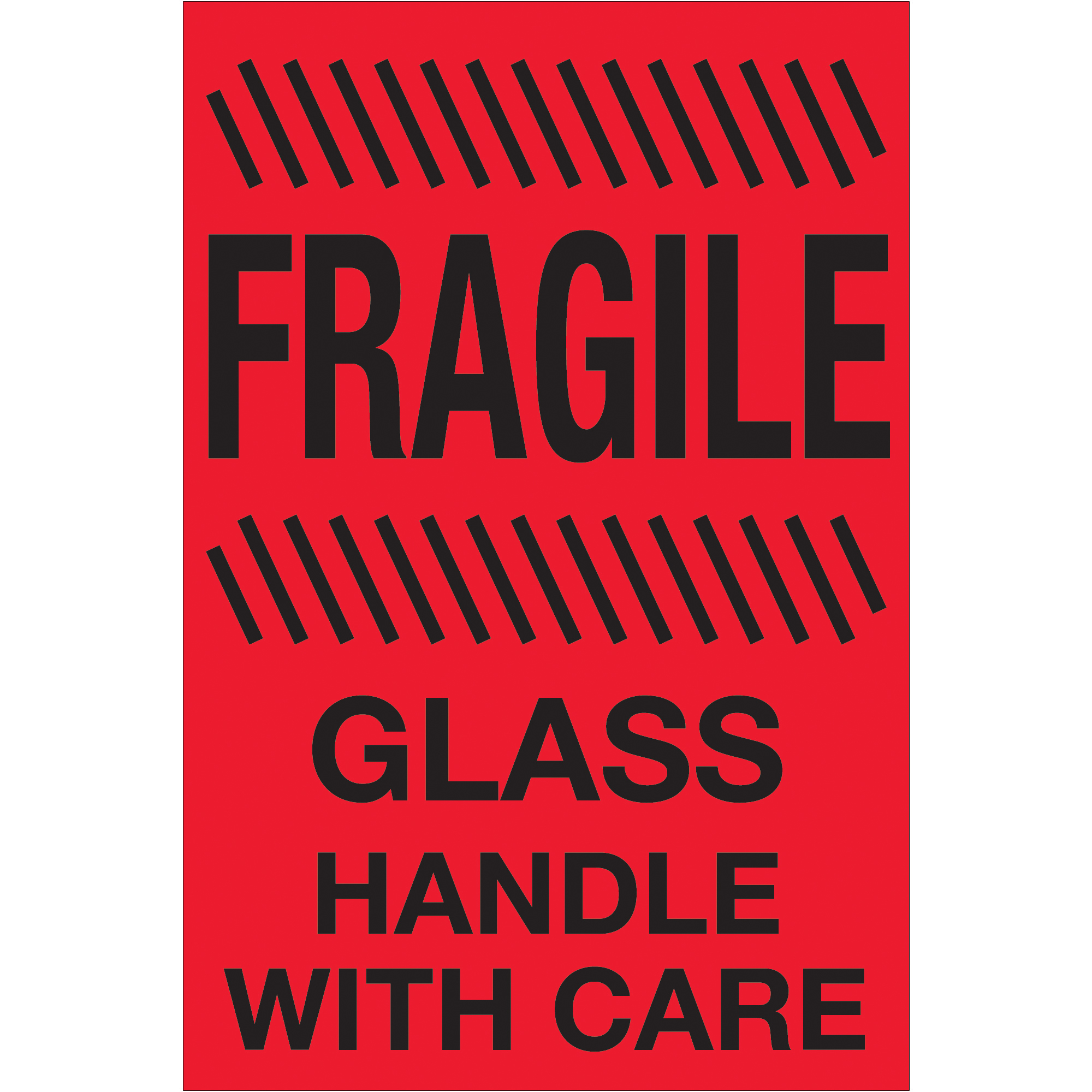 Tape Logic® Labels, "Fragile - Glass - Handle With Care", 4" x 6", Fluorescent Red, 500/Roll