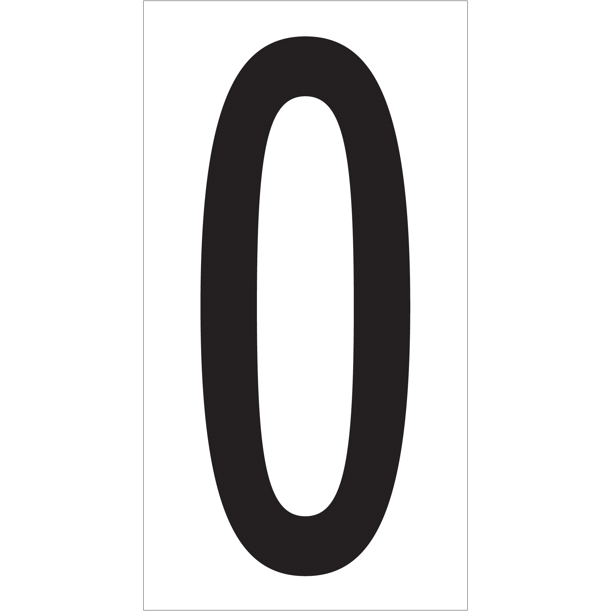Vinyl Warehouse Number Labels, "0", 3 1/2", Black/White, 50/Case