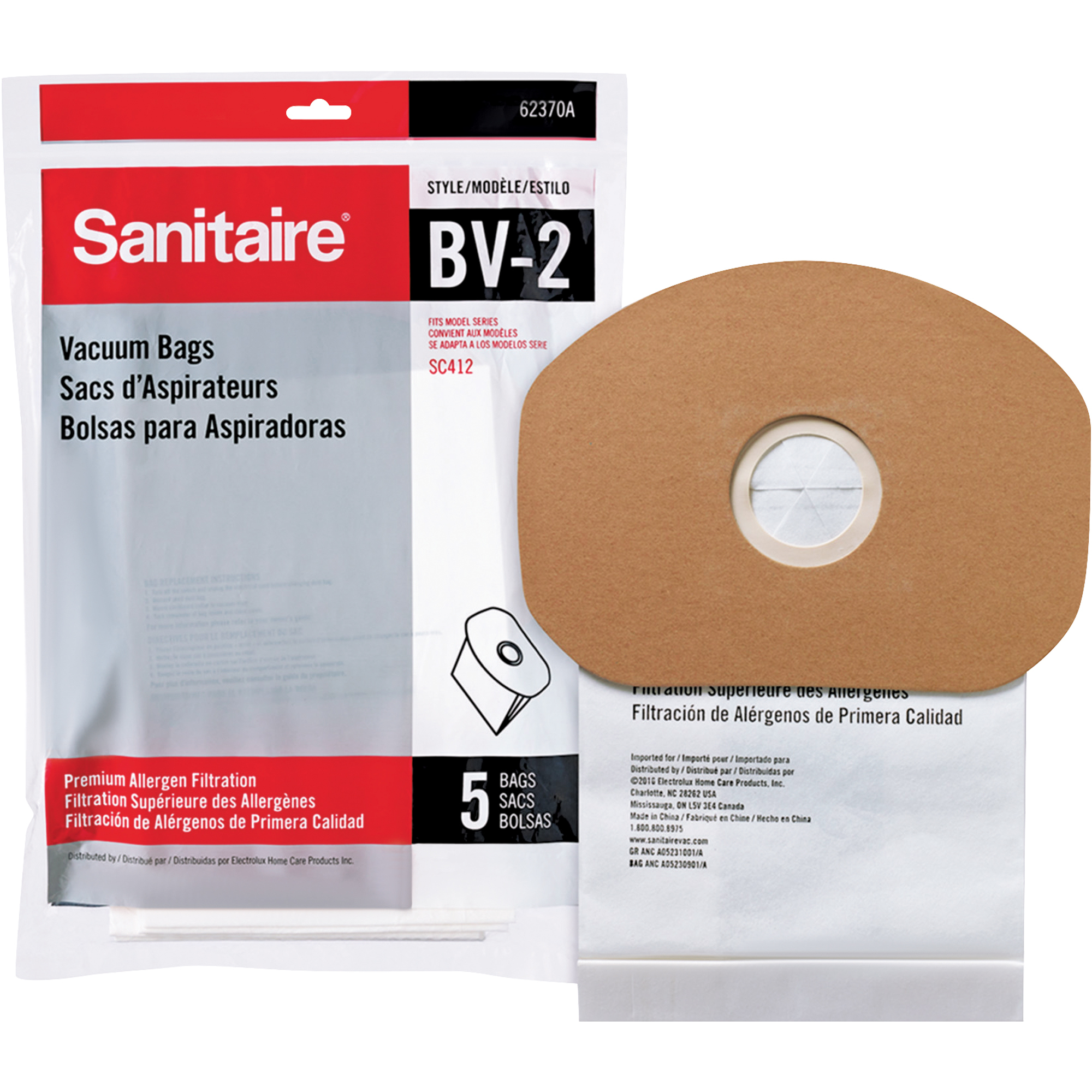 Sanitaire® Replacement Bags for the VCM170 Backpack Vacuum, White, 5/Case