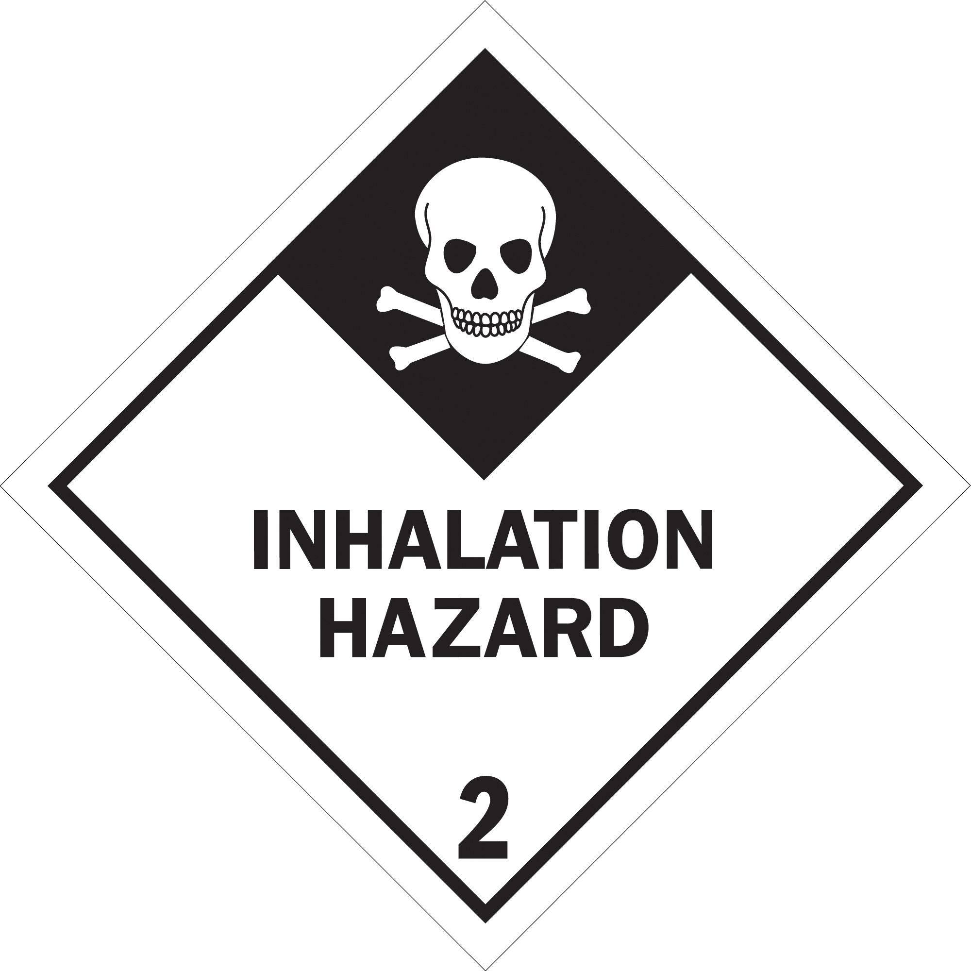 Tape Logic® Labels, "Inhalation Hazard - 2", 4" x 4", Black/White, 500/Roll