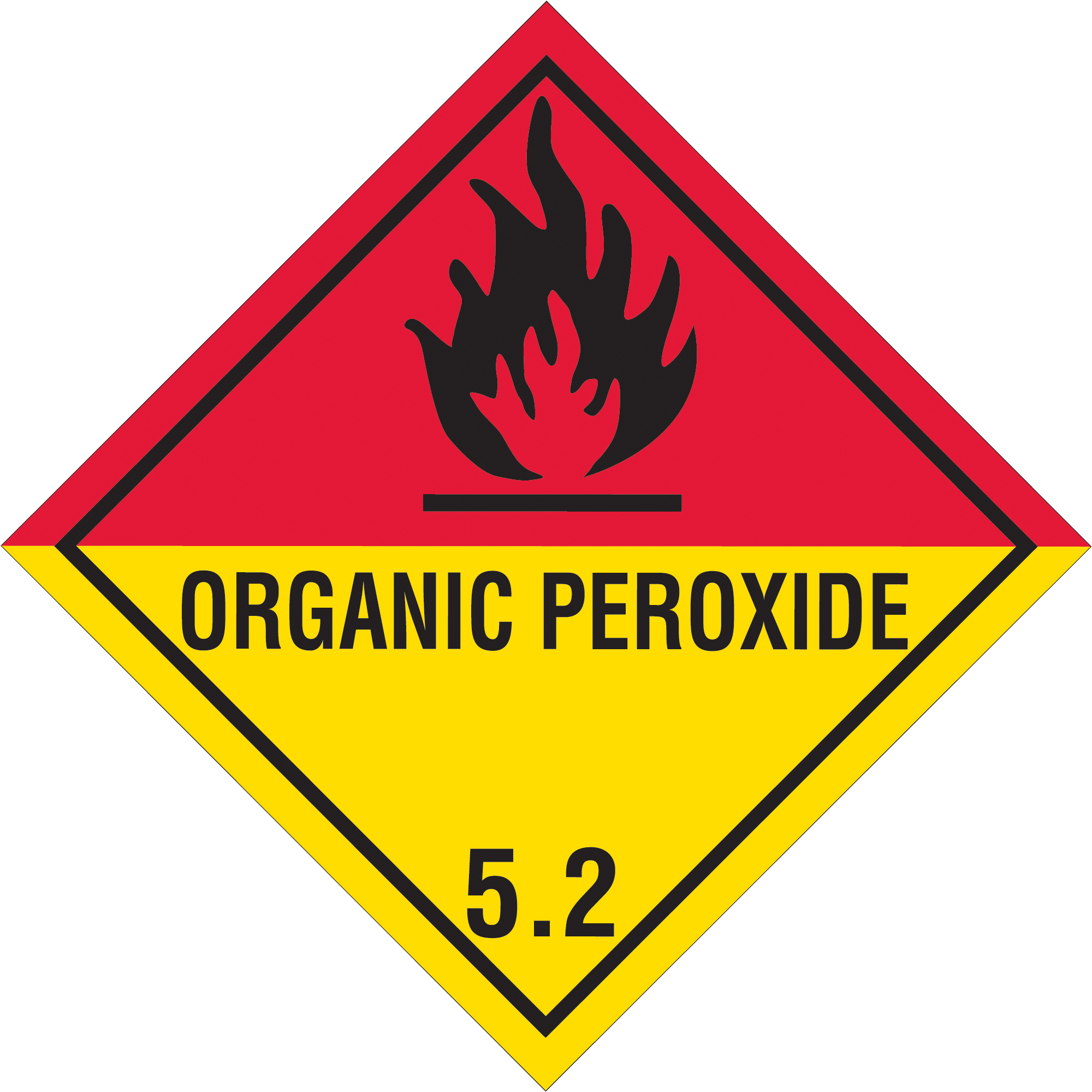Tape Logic® Labels, "Organic Peroxide - 5.2", 4" x 4", Red/Black/Yellow, 500/Roll