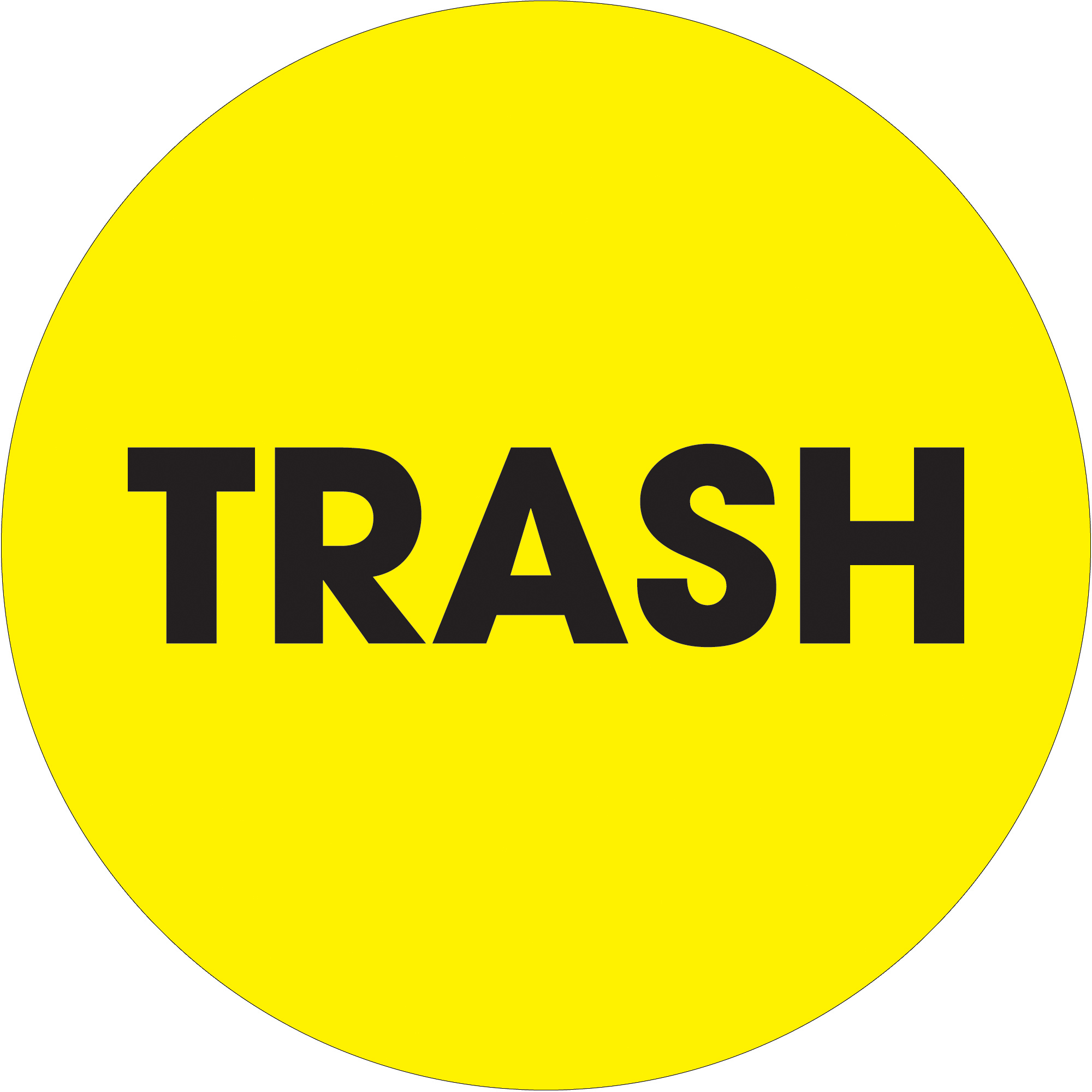 Tape Logic® Labels, "Trash", 2" Circle, Fluorescent Yellow, 500/Roll