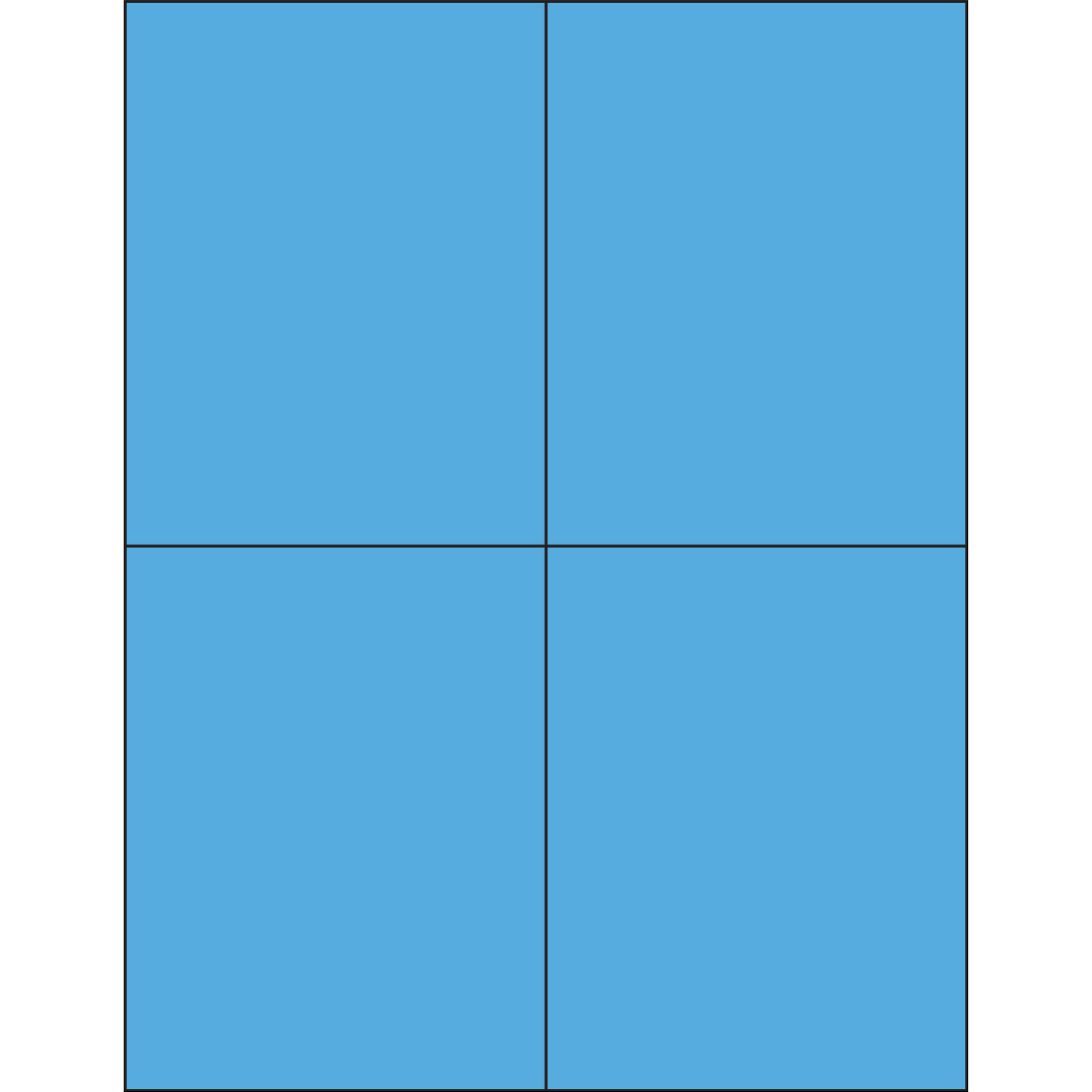 4 1/4 x 5 1/2" Fluorescent Blue Rectangle Laser Labels 100 SHEETS
