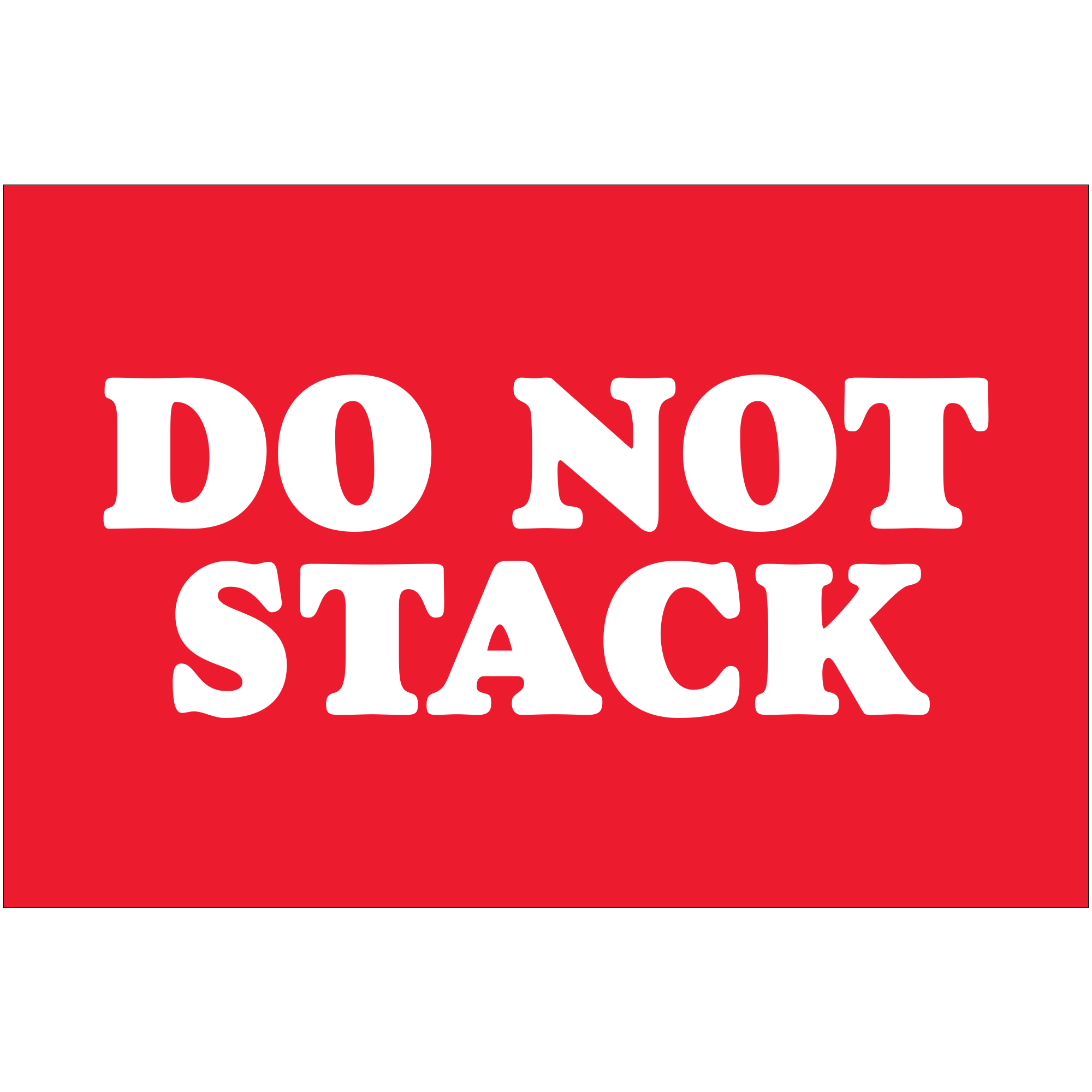 Tape Logic® Labels, "Do Not Stack", 2 x 3", Red/White, 500/Roll