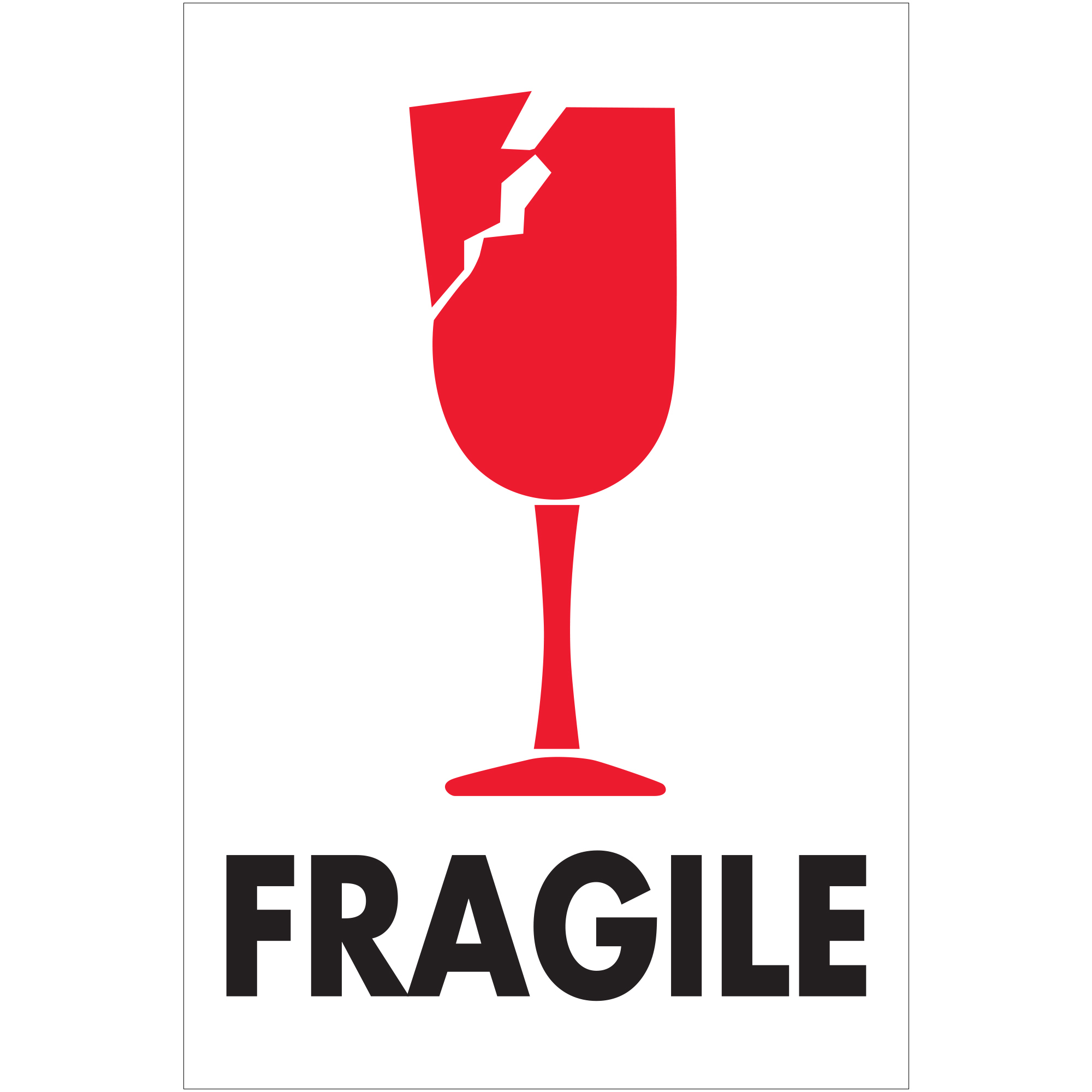 Tape Logic® Labels, "Fragile", 4 x 6", Red/White/Black, 500/Roll